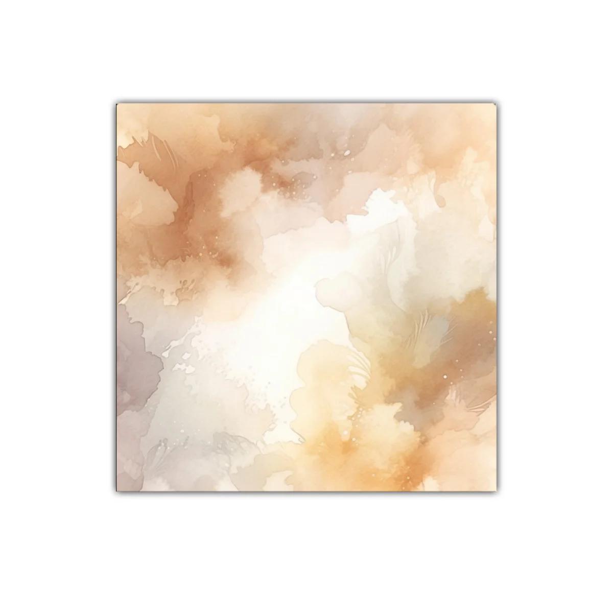 Cuadro decorativo con tonos cálidos y suaves acuarelas abstractas
