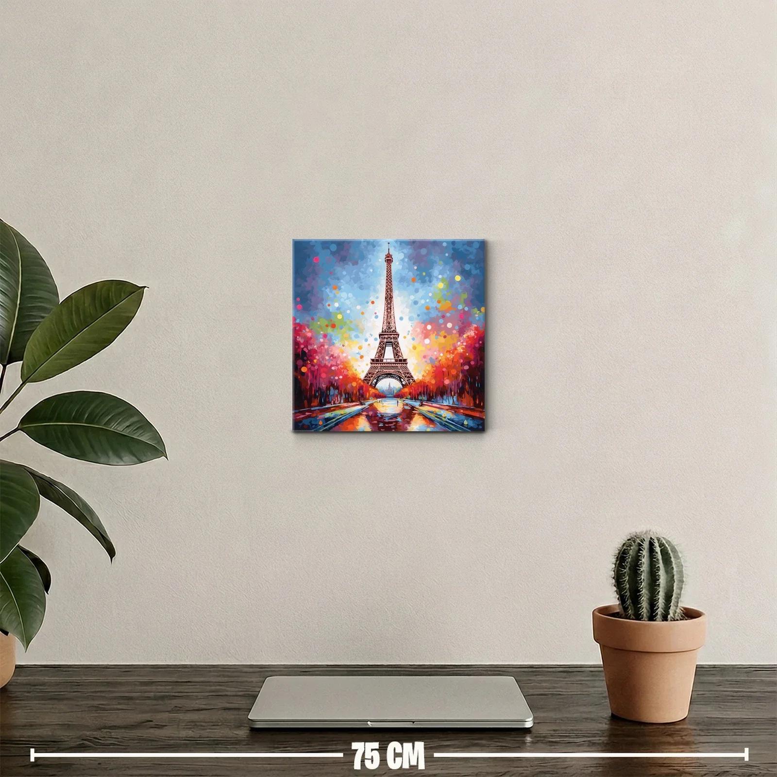 Cuadro colorido con Torre Eiffel en paisaje vibrante — miniatura 2