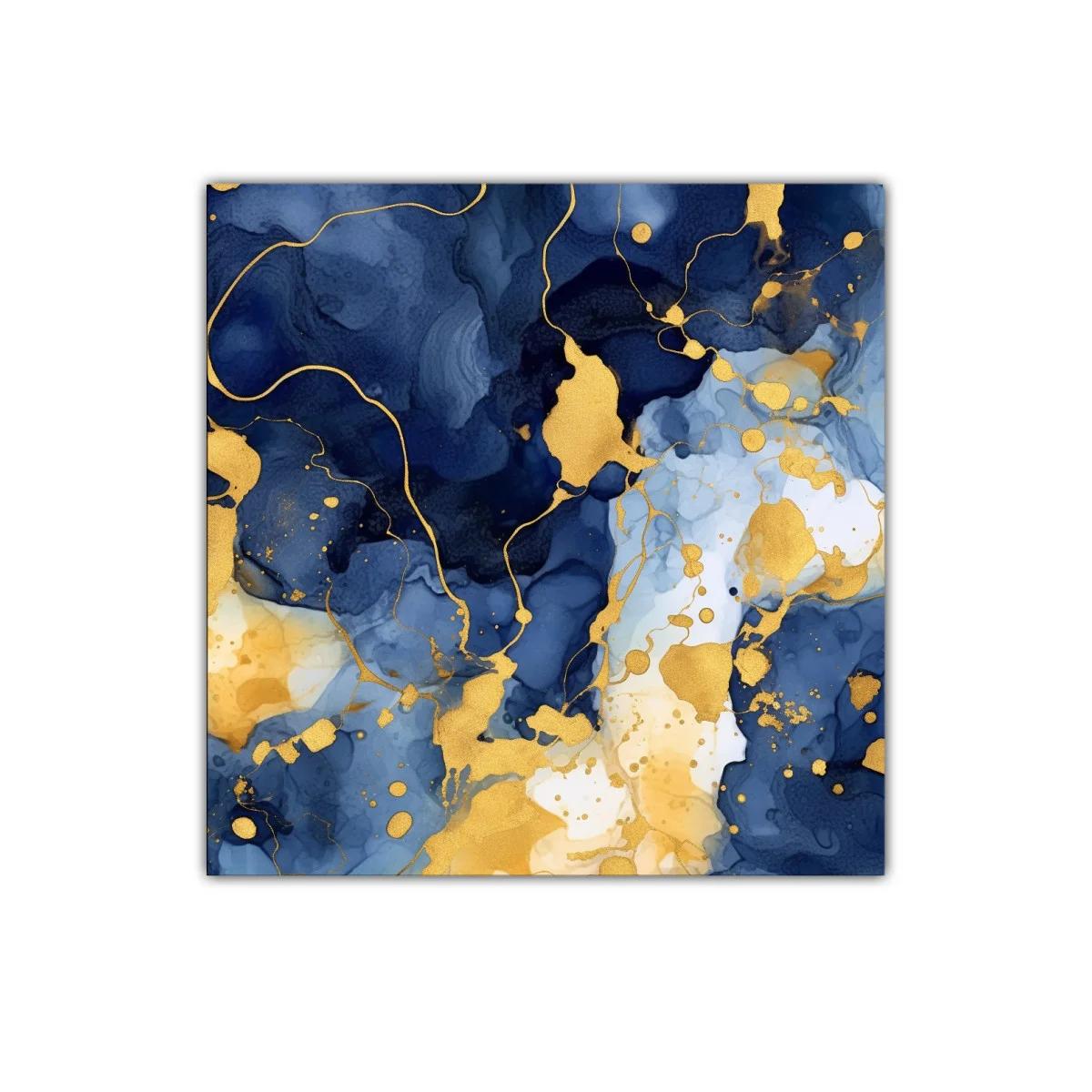 Cuadro abstracto elegante en tonos azul intenso y dorado — imagen principal