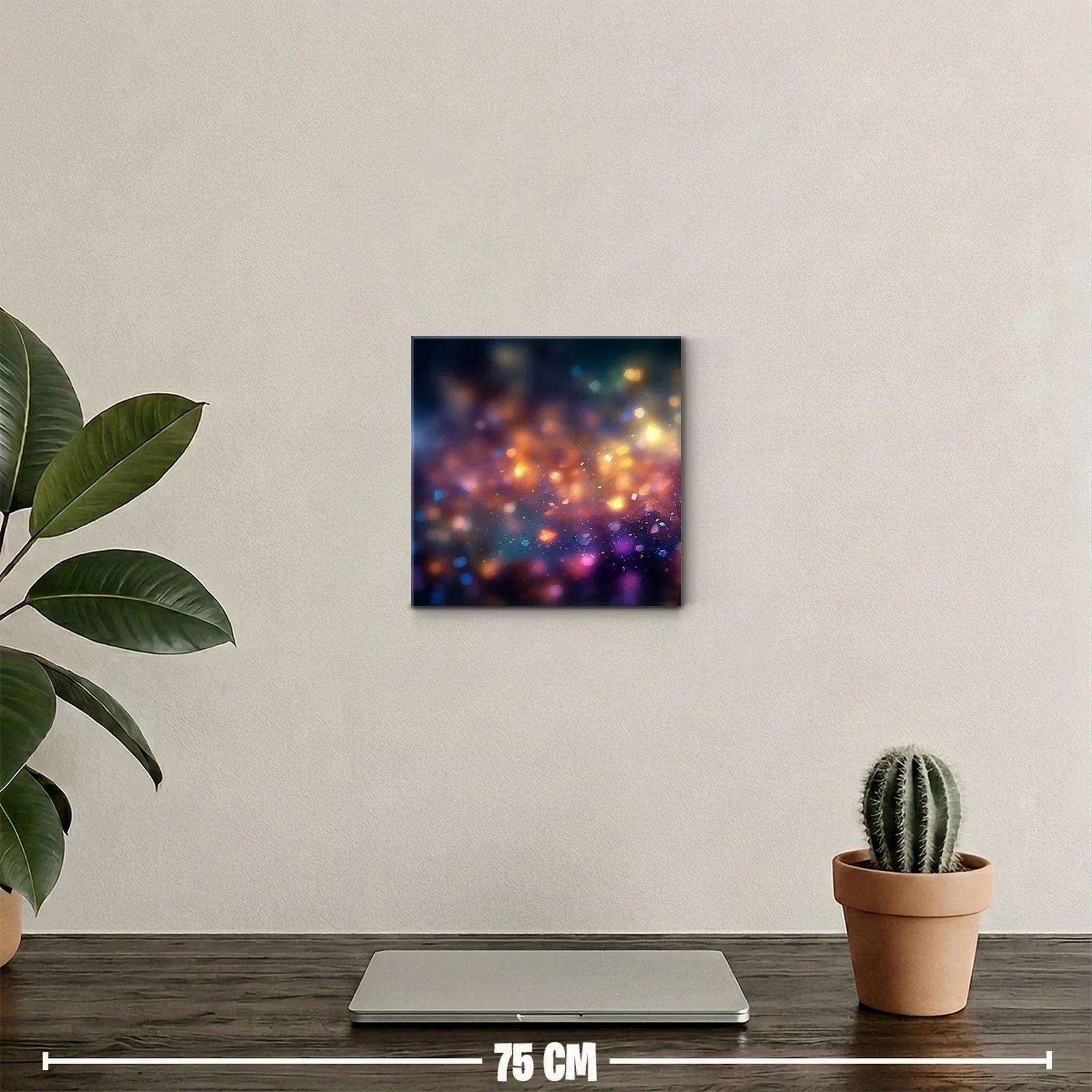 Cuadro abstracto luces difusas en tonos cálidos y fríos — miniatura 2
