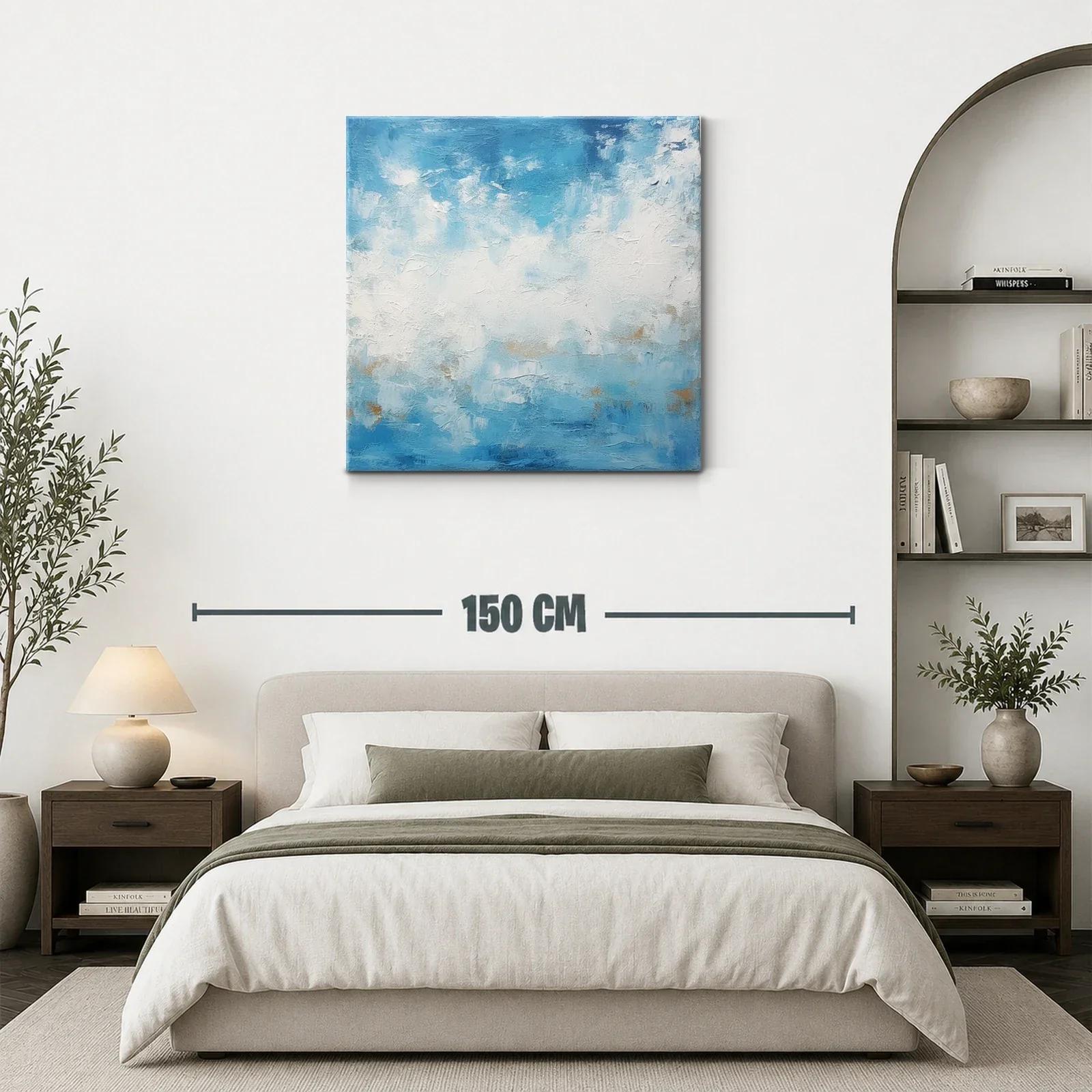 Abstracto en tonos azules y blancos con toques dorados — miniatura 3