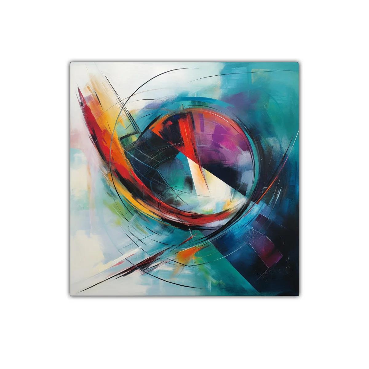 Cuadro abstracto con dinamismo y vibrantes colores contrastantes
