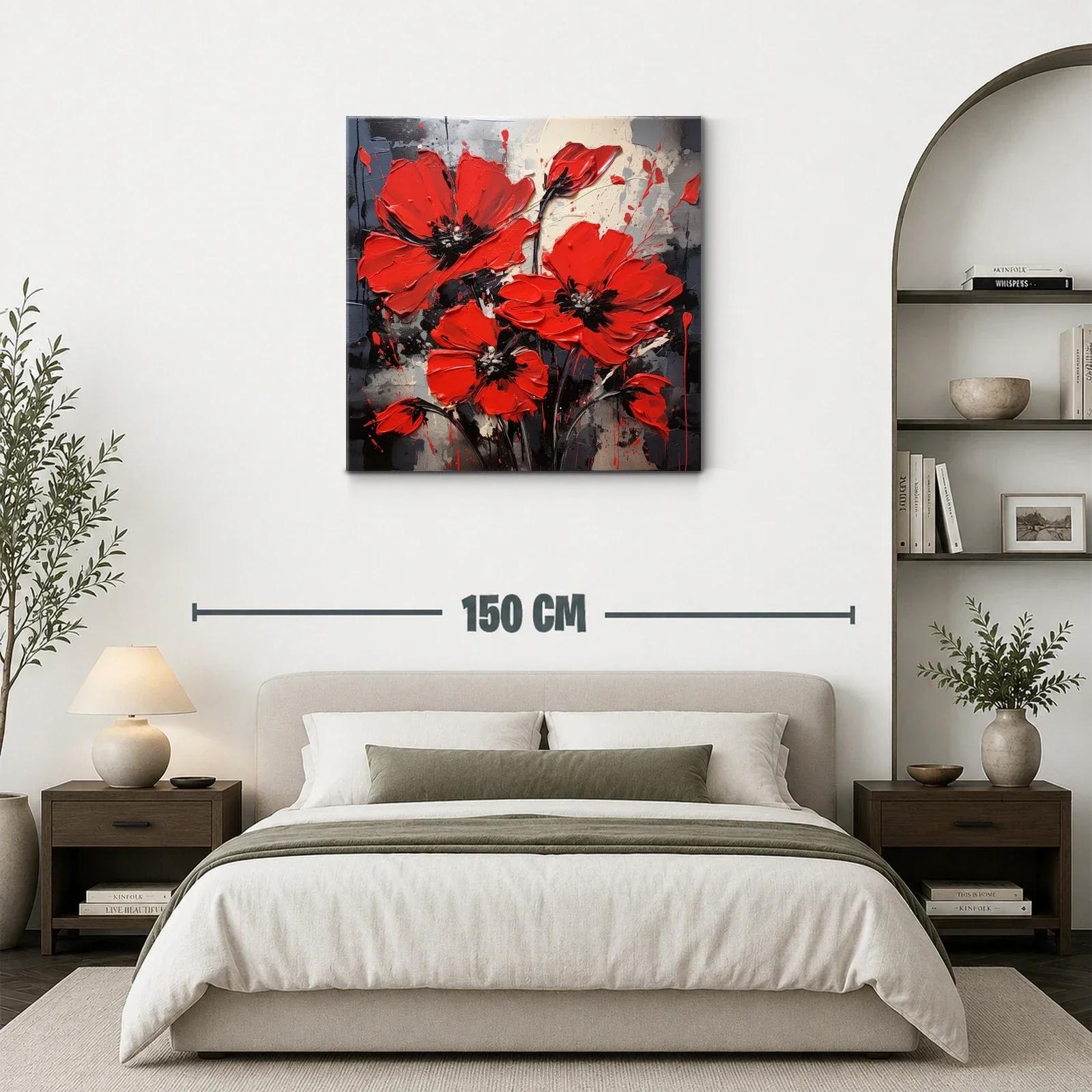 Impactante cuadro floral con vibrantes amapolas rojas — miniatura 3