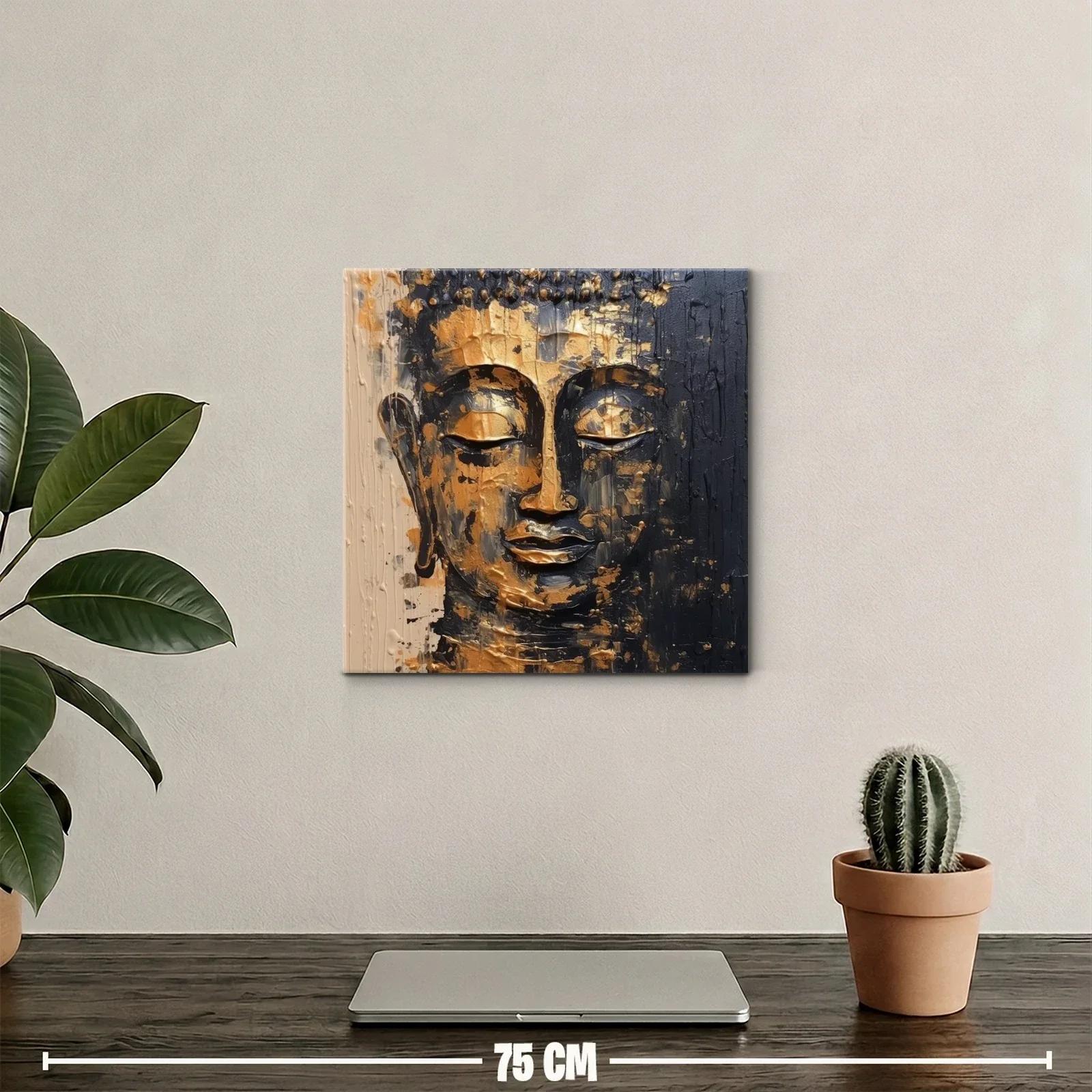 Retrato sereno de Buda con acabado dorado y negro — miniatura 2