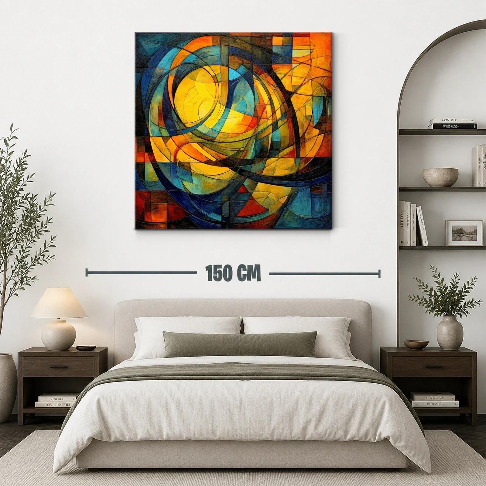 Cuadro abstracto con formas circulares y paleta cálida — miniatura 3