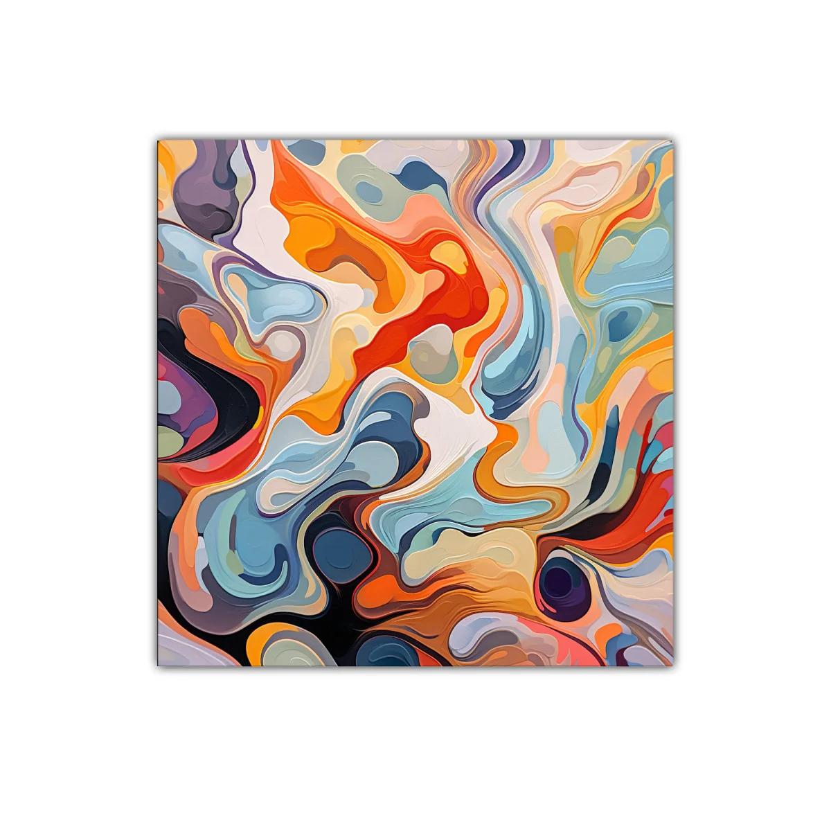 Cuadro abstracto con formas fluidas y colores vibrantes