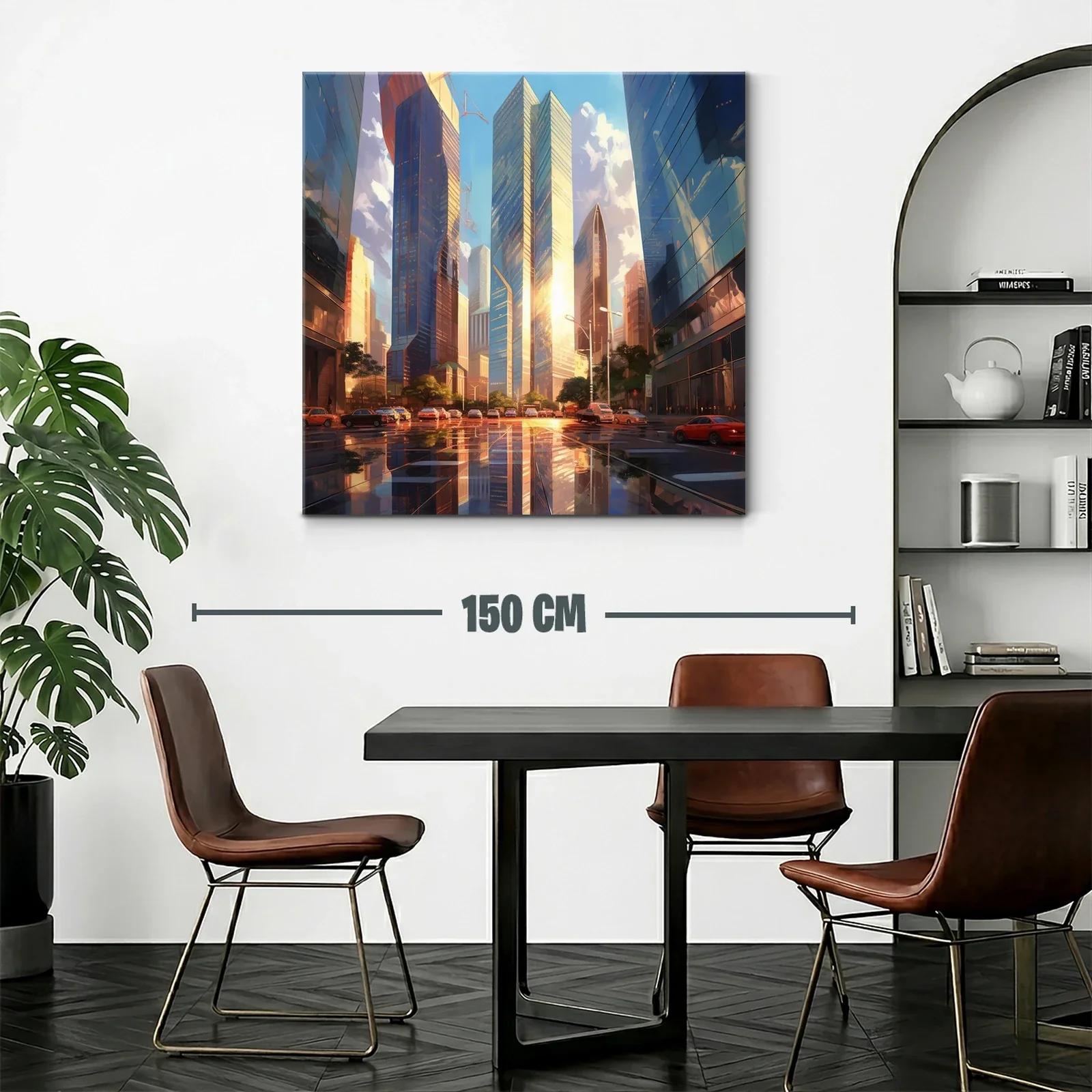 Atardecer urbano reflejado en rascacielos dorados — miniatura 2