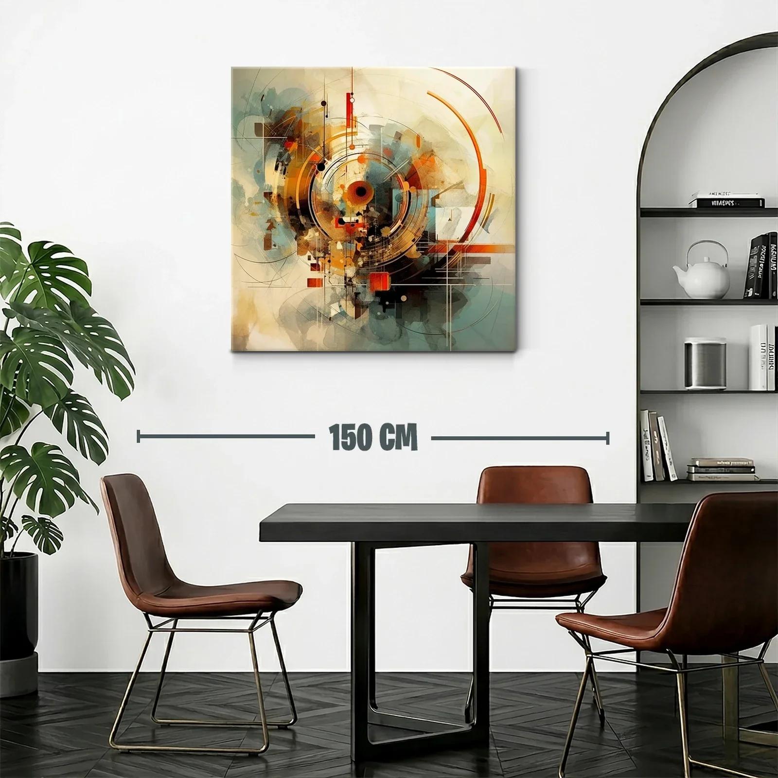 Composición abstracta con círculos y líneas en tonos cálidos — miniatura 2