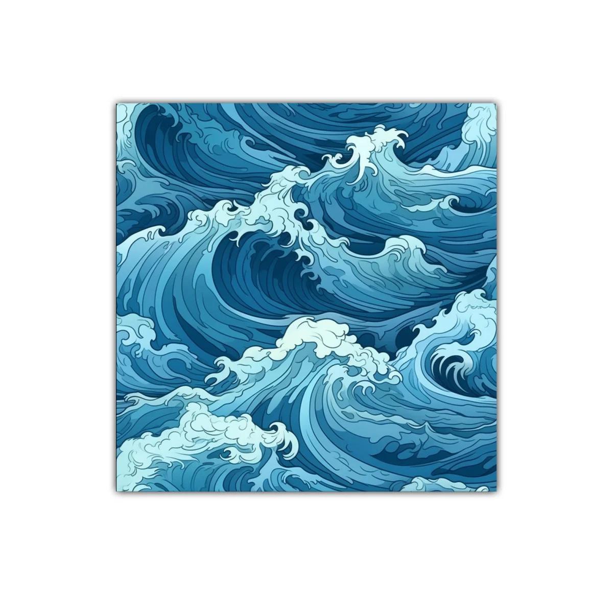 Cuadro decorativo con diseño de olas azules dinámicas
