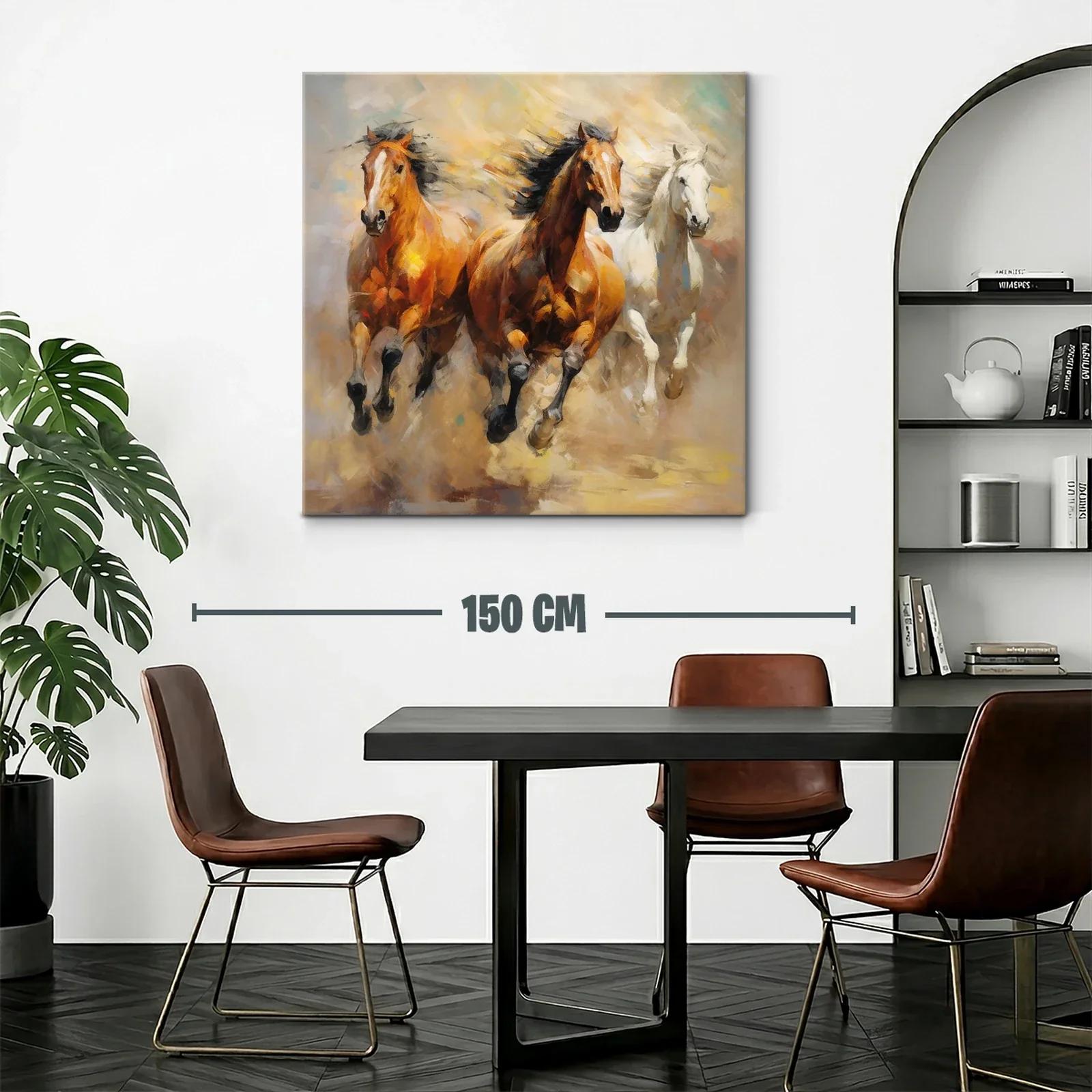 Cuadro de caballos al galope con tonos cálidos y dinámicos — miniatura 2
