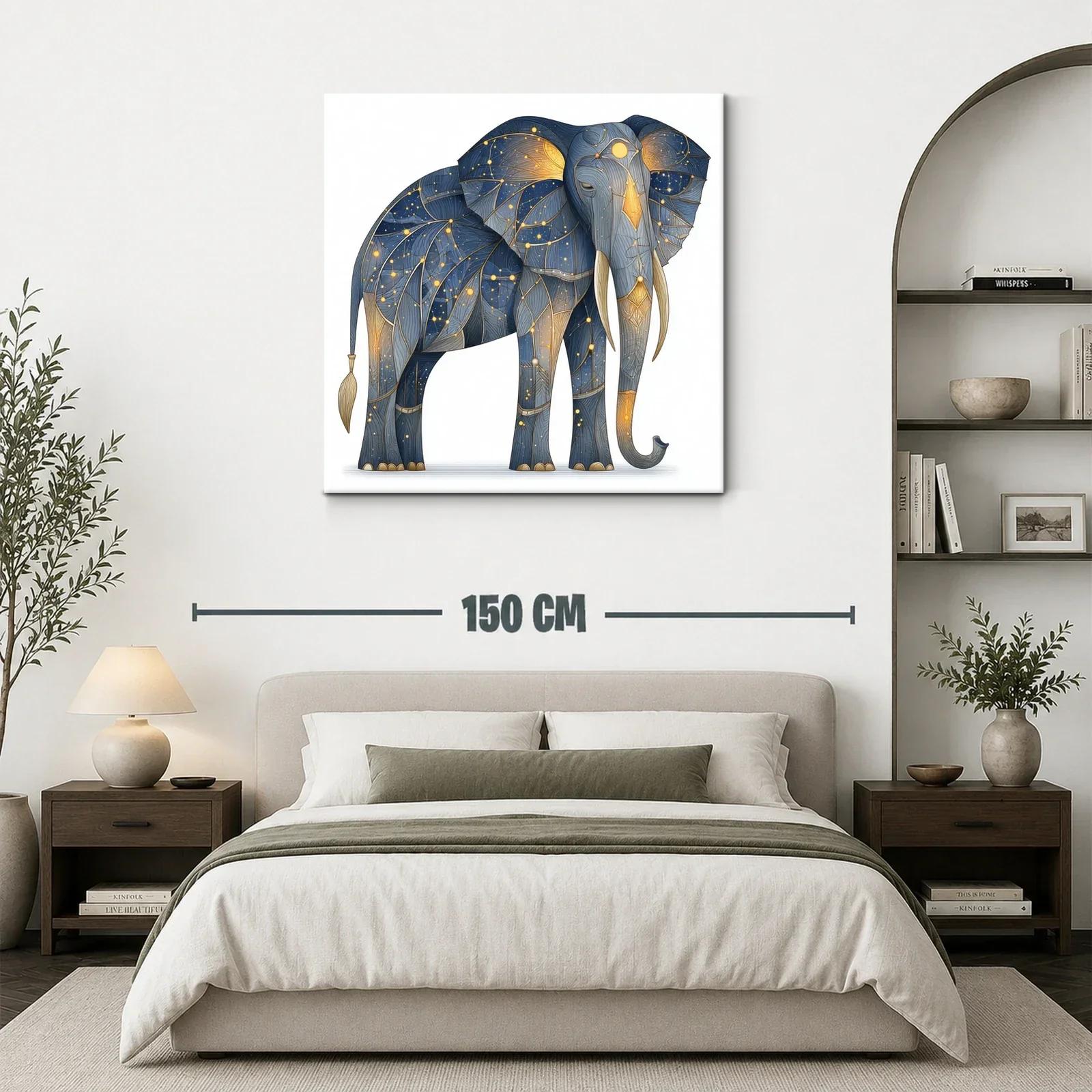 Elefante místico con constelaciones doradas y azul noche — miniatura 3