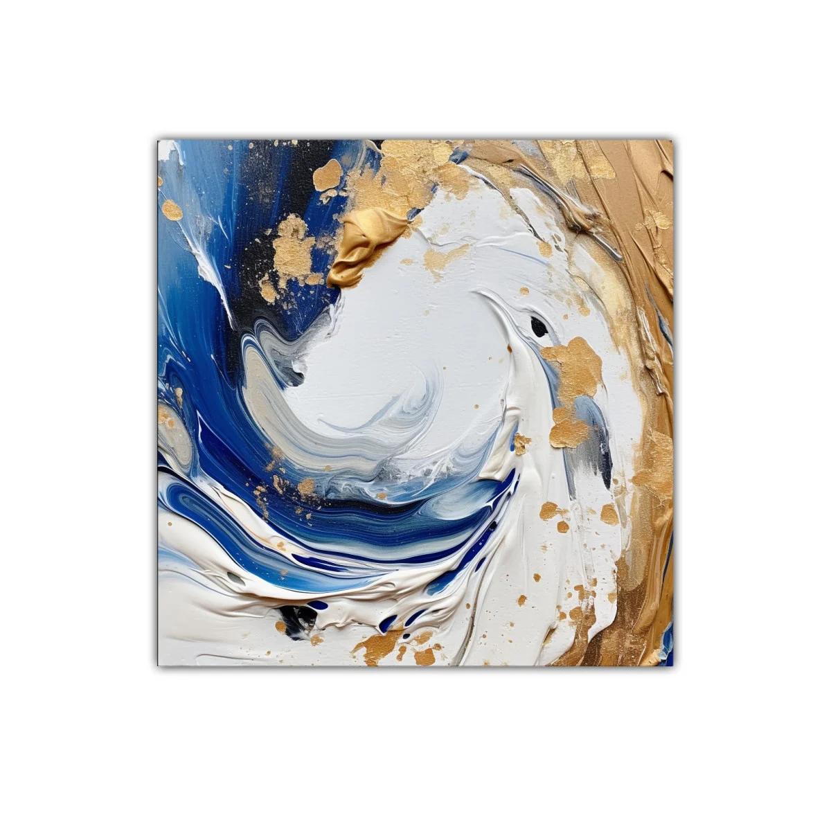 Cuadro abstracto en tonos azules y dorados con textura — imagen principal