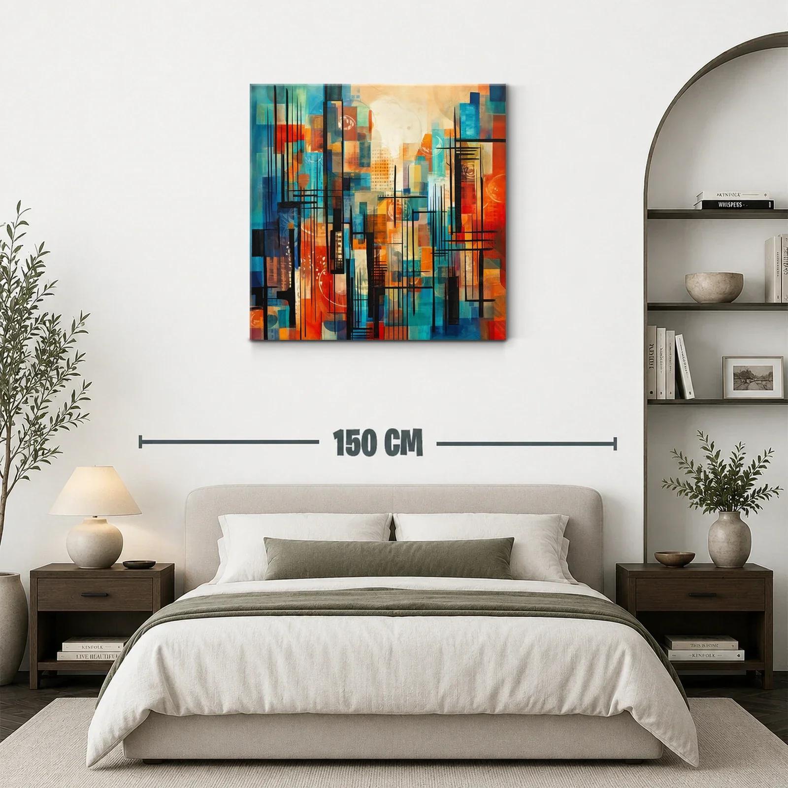 Composición abstracta urbana en tonos cálidos y fríos — miniatura 3