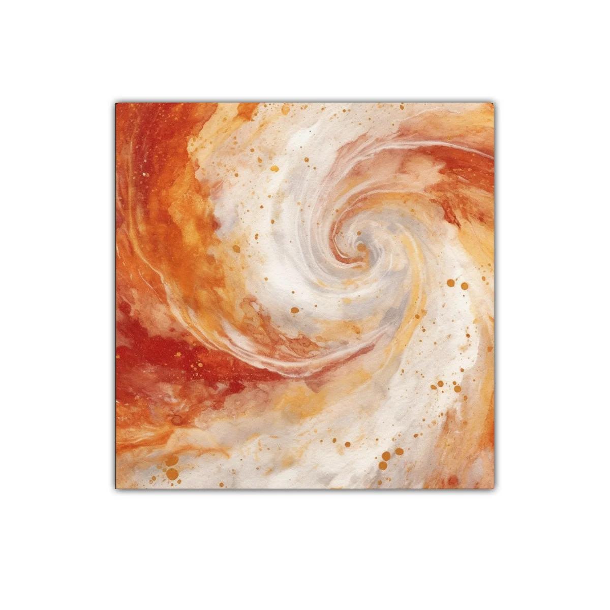Cuadro abstracto en espiral con tonos cálidos y vibrantes
