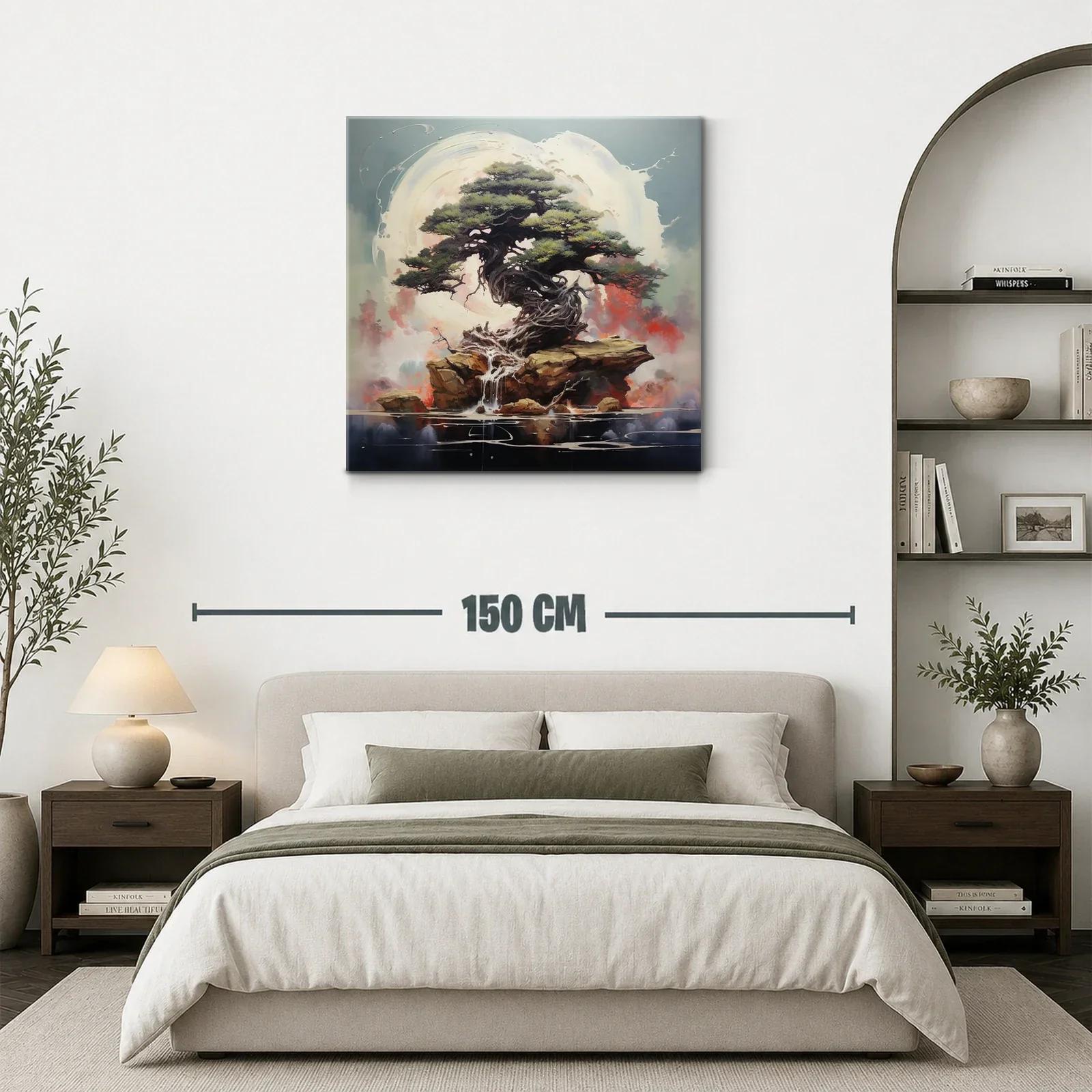 Árbol antiguo sobre rocas con fondo etéreo y luz suave — miniatura 3
