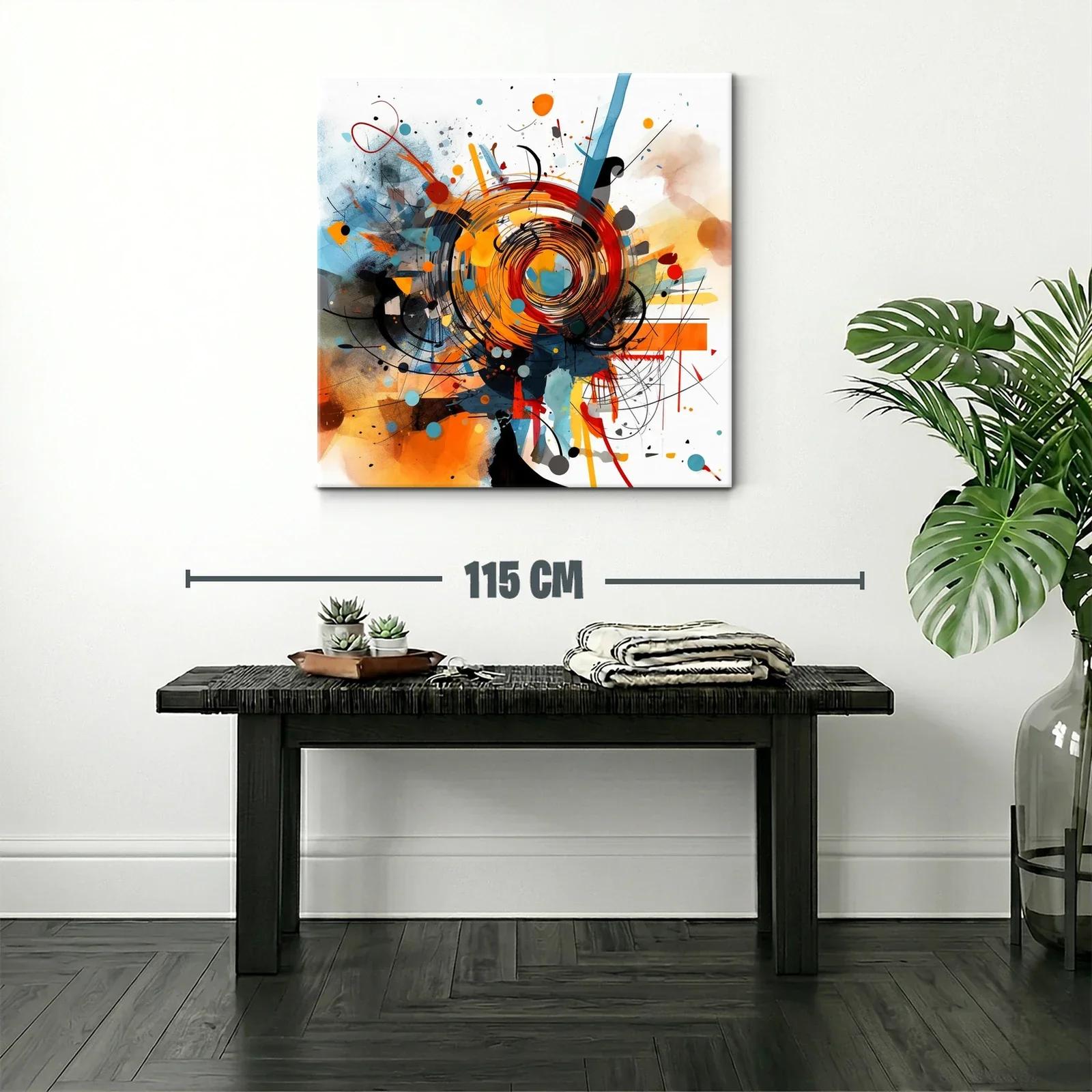 Cuadro abstracto con vibrantes espirales en tonos cálidos — miniatura 2