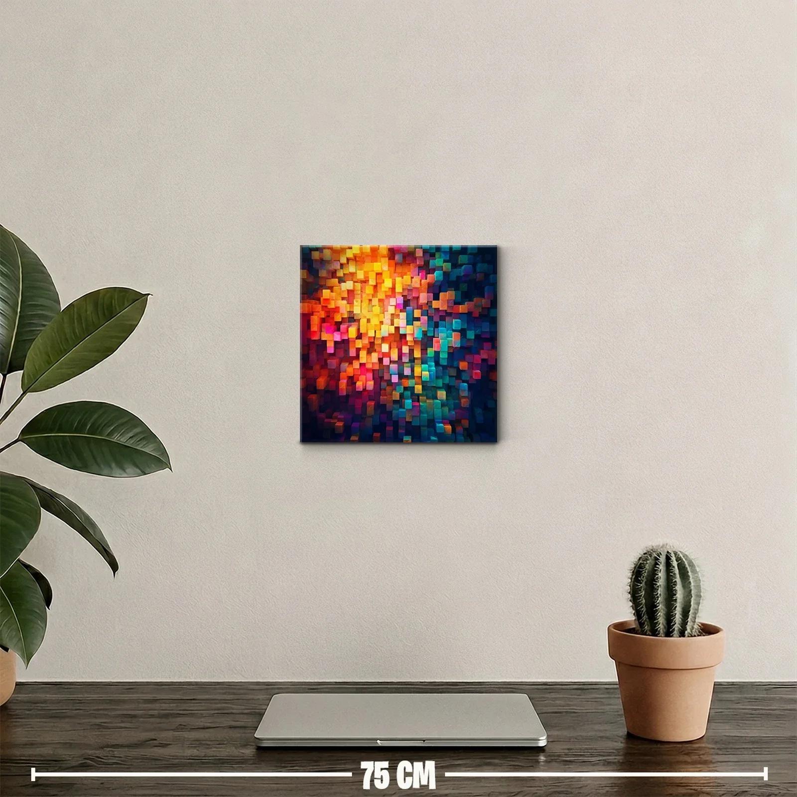 Composición geométrica vibrante con cubos en colores cálidos y fríos — miniatura 2