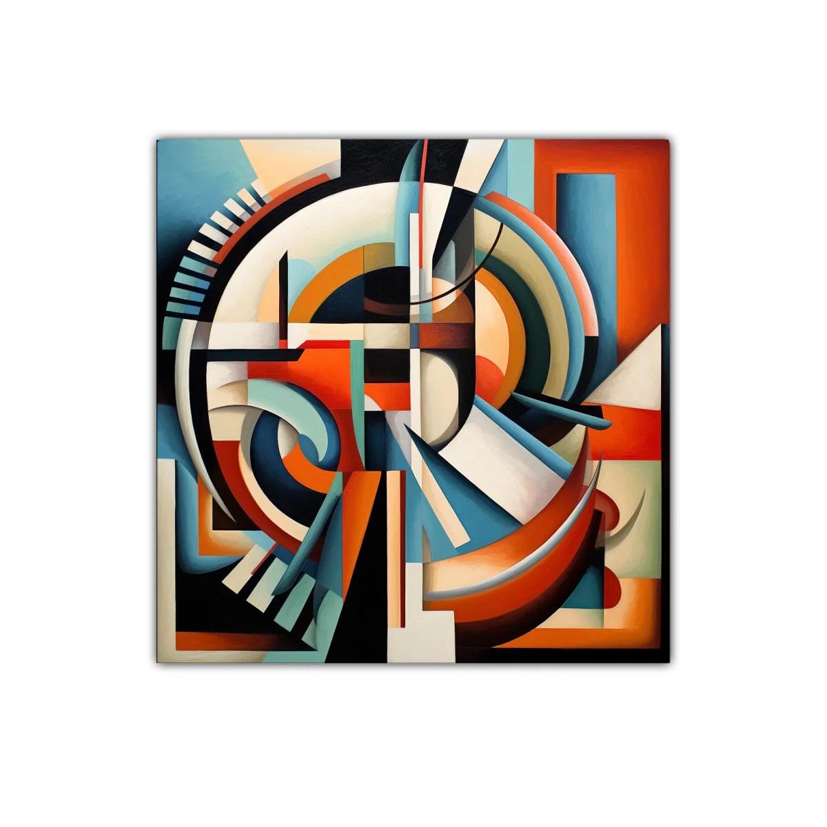 Composición abstracta con formas geométricas en tonos cálidos