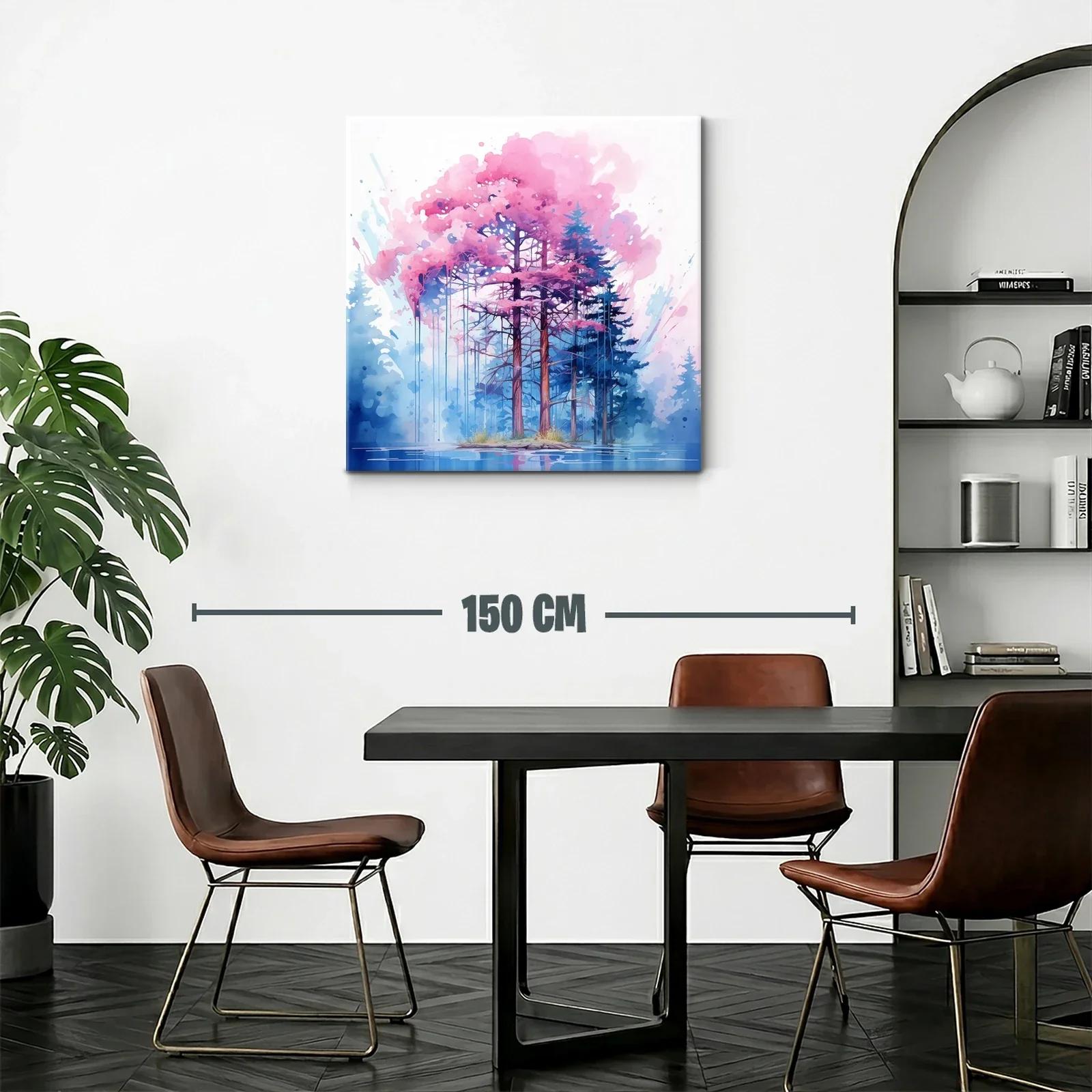 Bosque mágico con árboles en tonos rosa y azul — miniatura 2