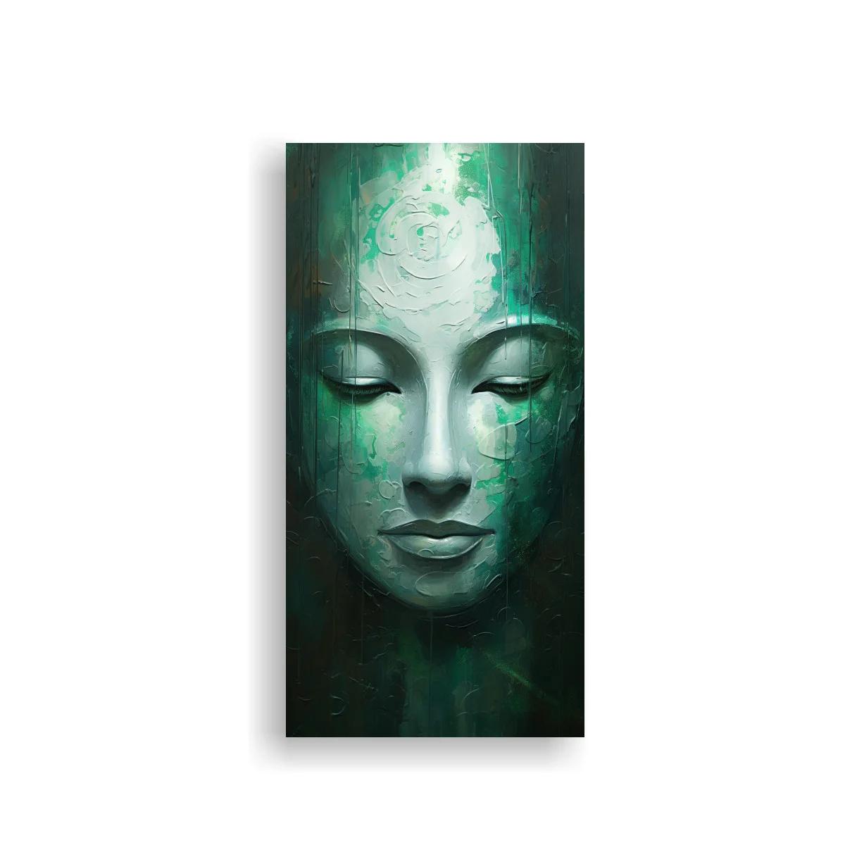 Cuadro rostro de Buda con luz verdosa — imagen principal