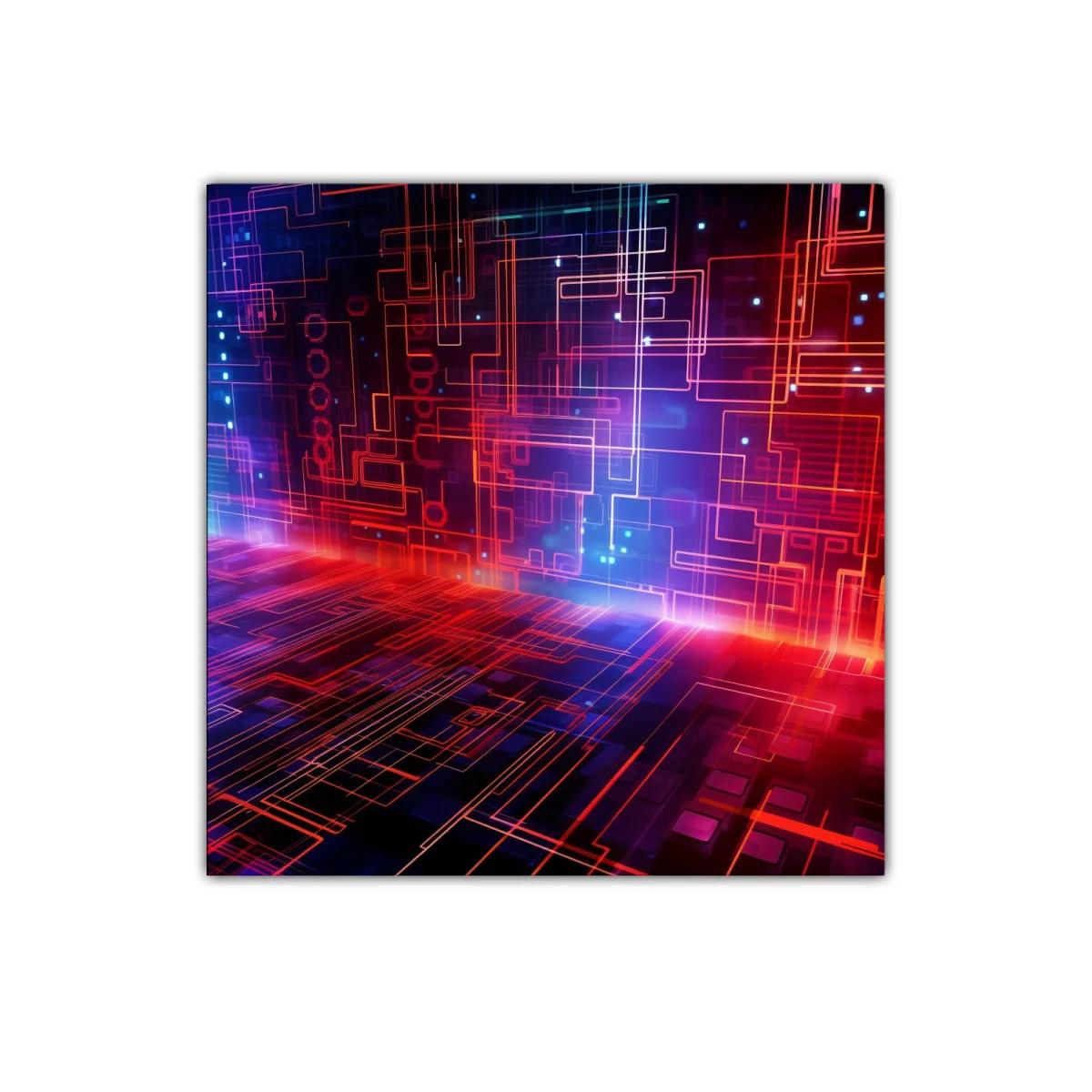 Composición abstracta de líneas luminosas en tonos cálidos y fríos — imagen principal