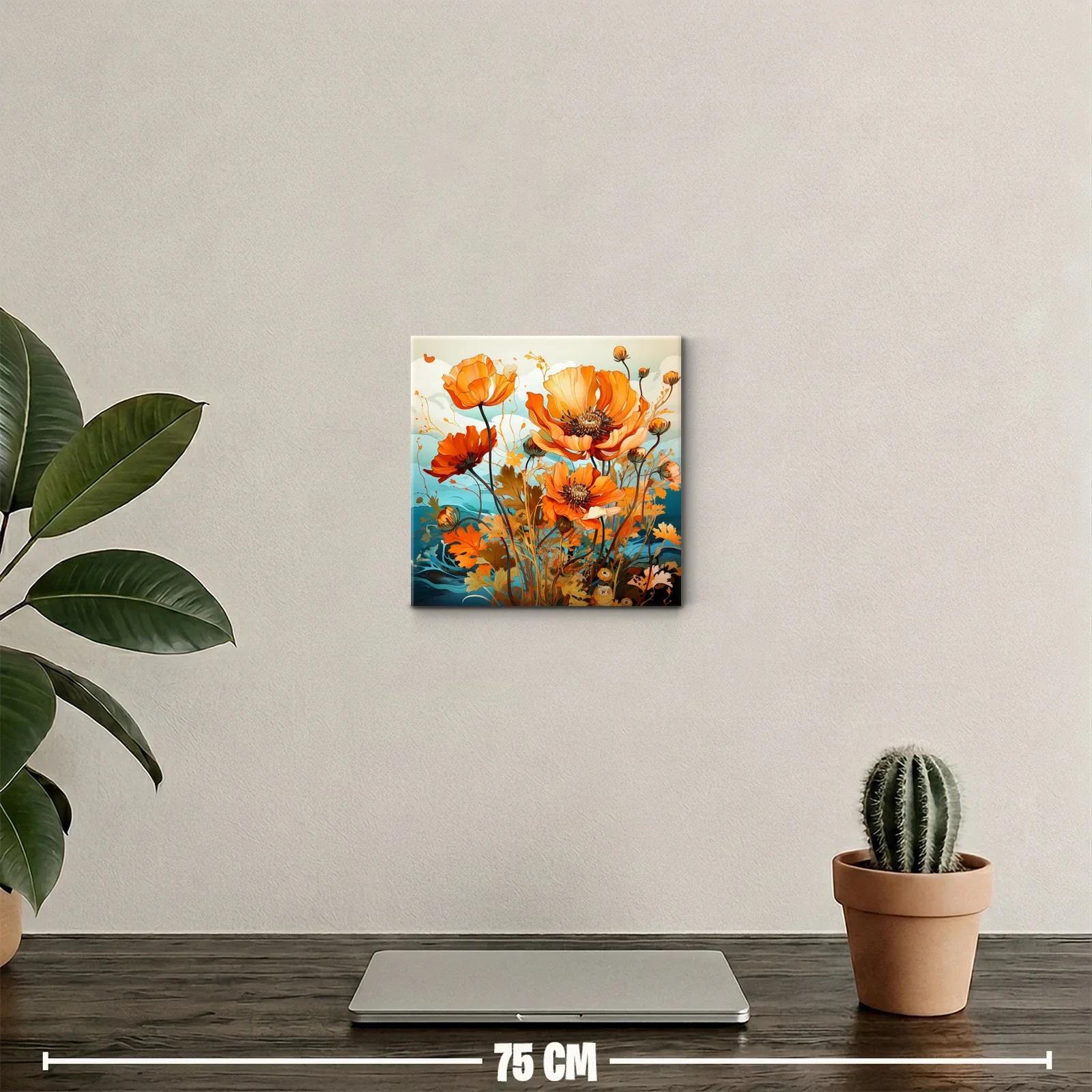 Flores anaranjadas vibrantes con fondo en tonos azules — miniatura 2