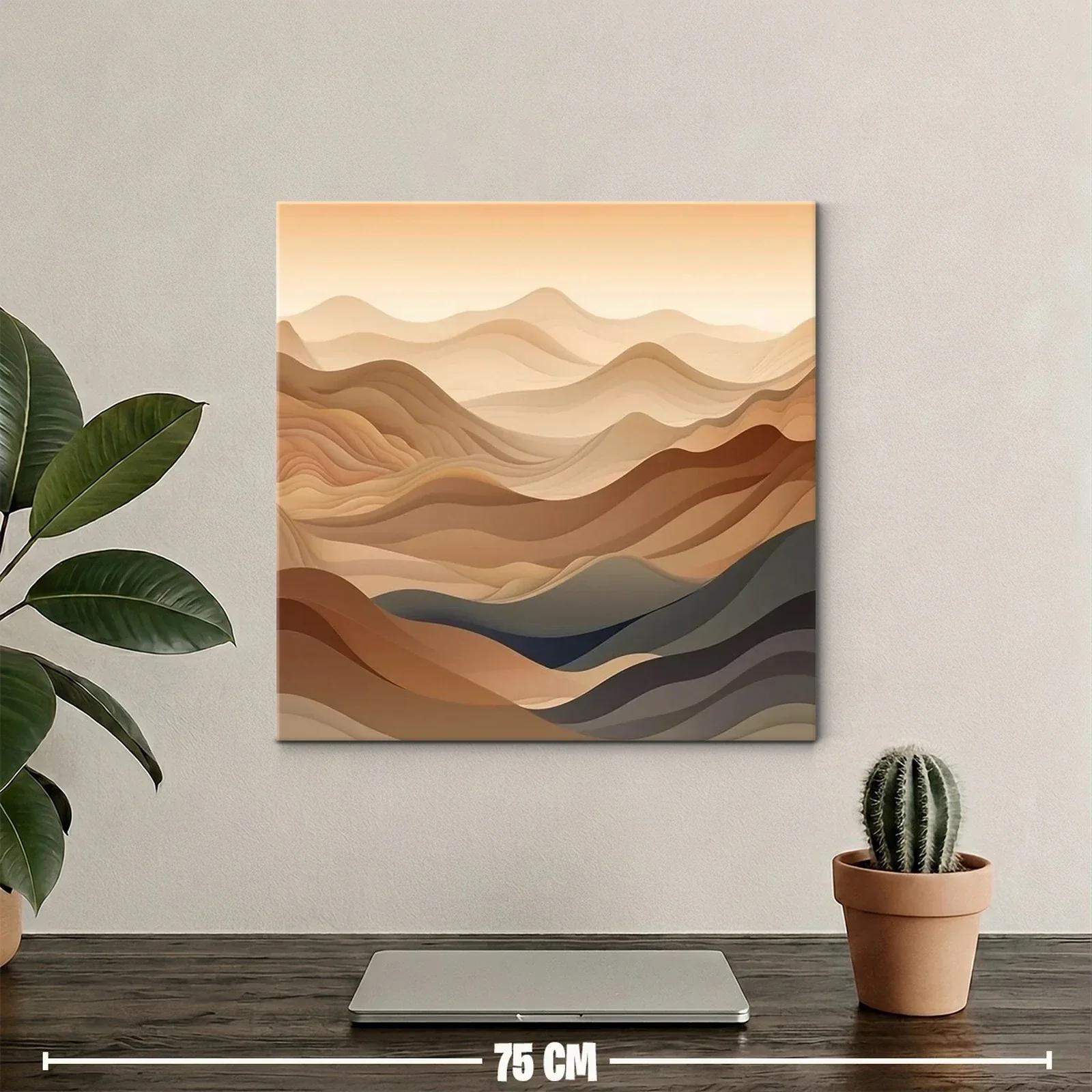 Paisaje abstracto en tonos tierra y líneas onduladas — miniatura 2