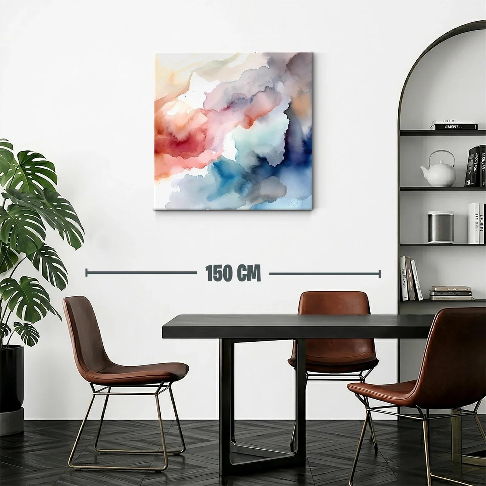 Cuadro abstracto en tonos cálidos y fríos para ambientes modernos — miniatura 2