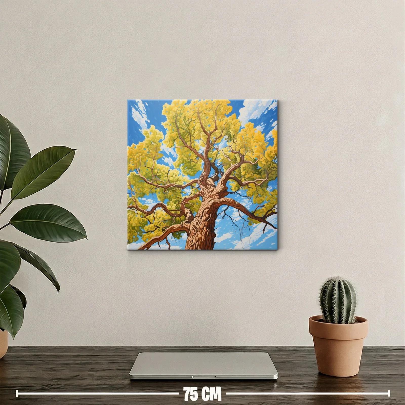 Árbol imponente con follaje dorado bajo cielo azul — miniatura 2