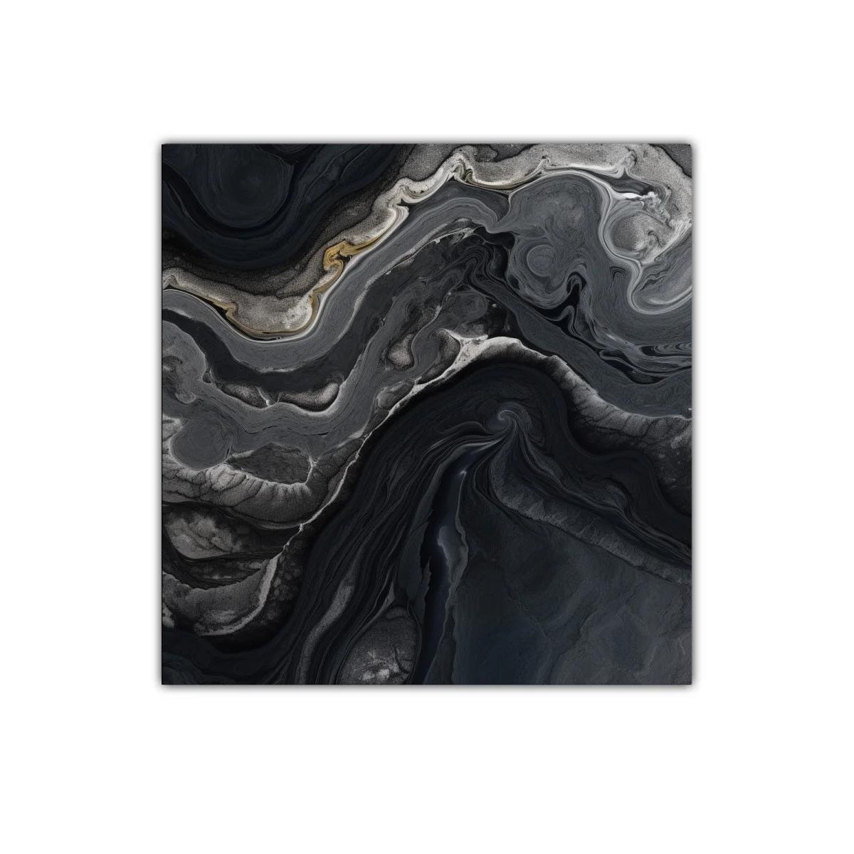Cuadro Abstracto en Tonos Oscuros y Detalles Dorados — imagen principal
