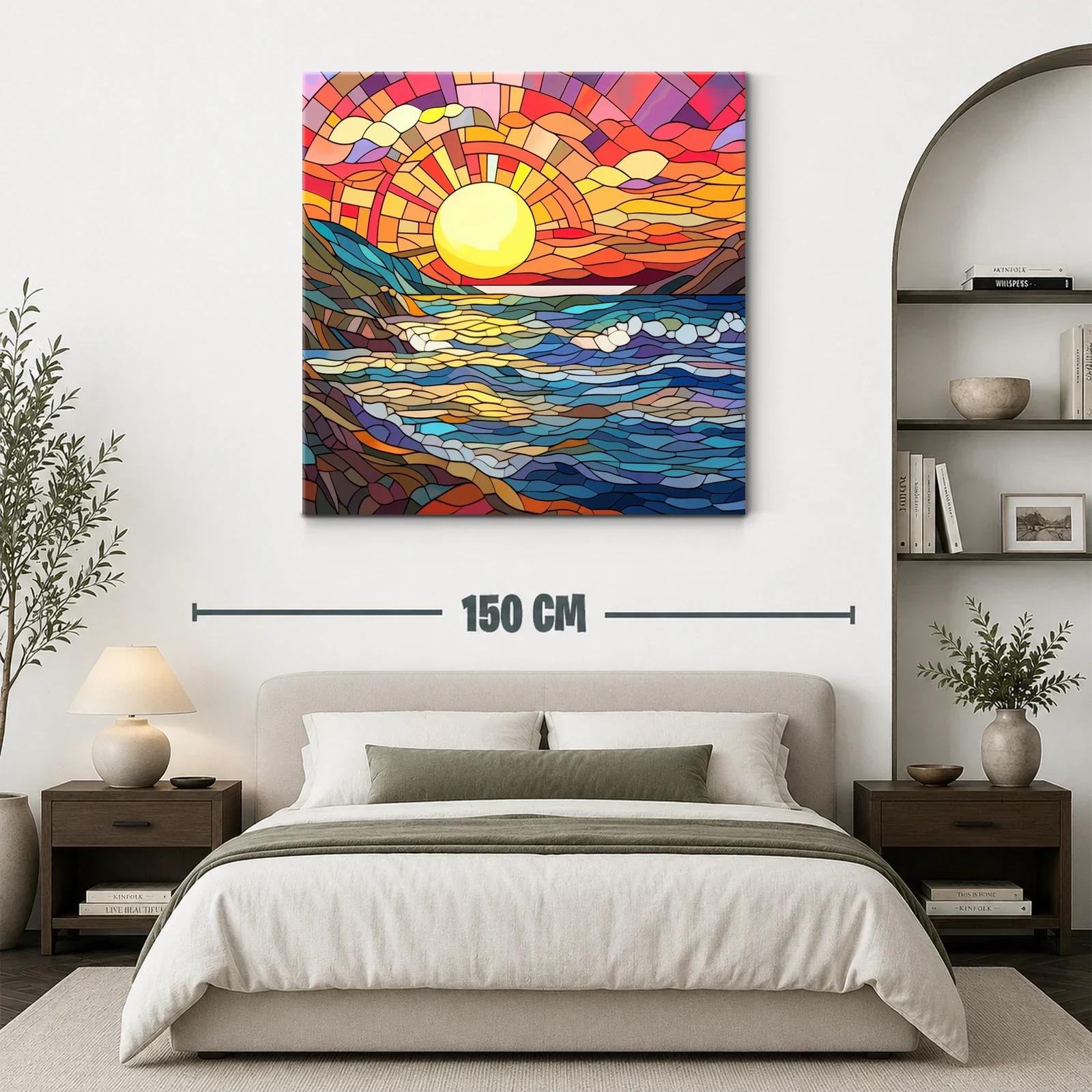 Cuadro vibrante de paisaje marino al atardecer — miniatura 3