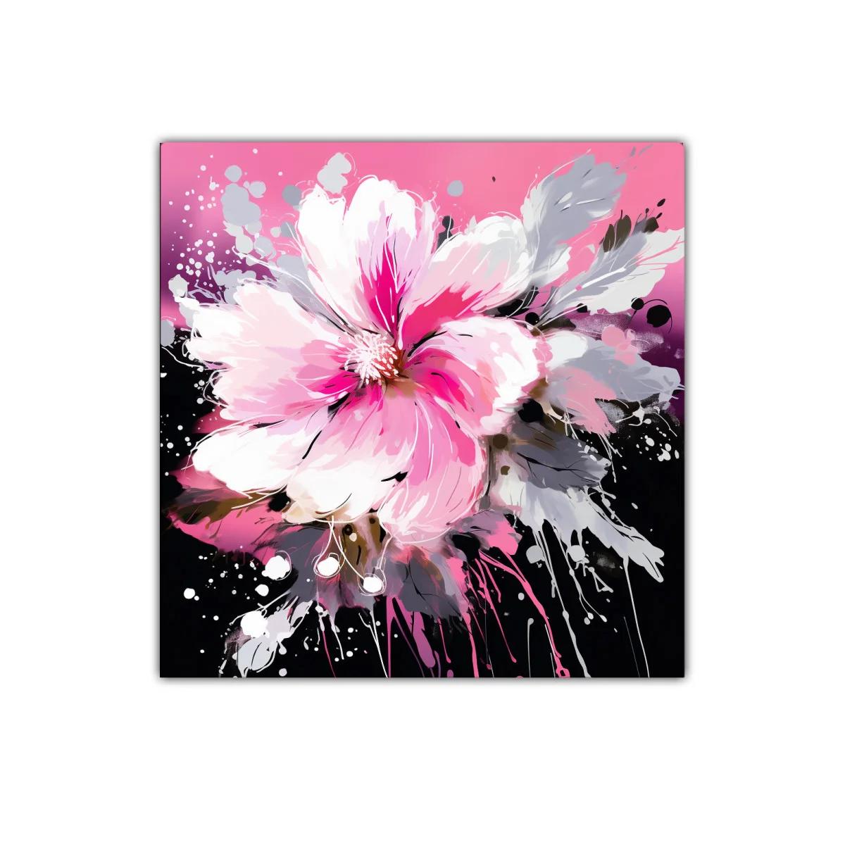 Flor vibrante en tonos fucsia y gris sobre fondo oscuro — imagen principal