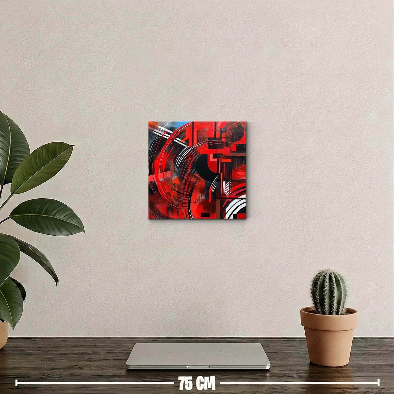 Cuadro decorativo abstracto en vibrante paleta roja y negra — miniatura 2