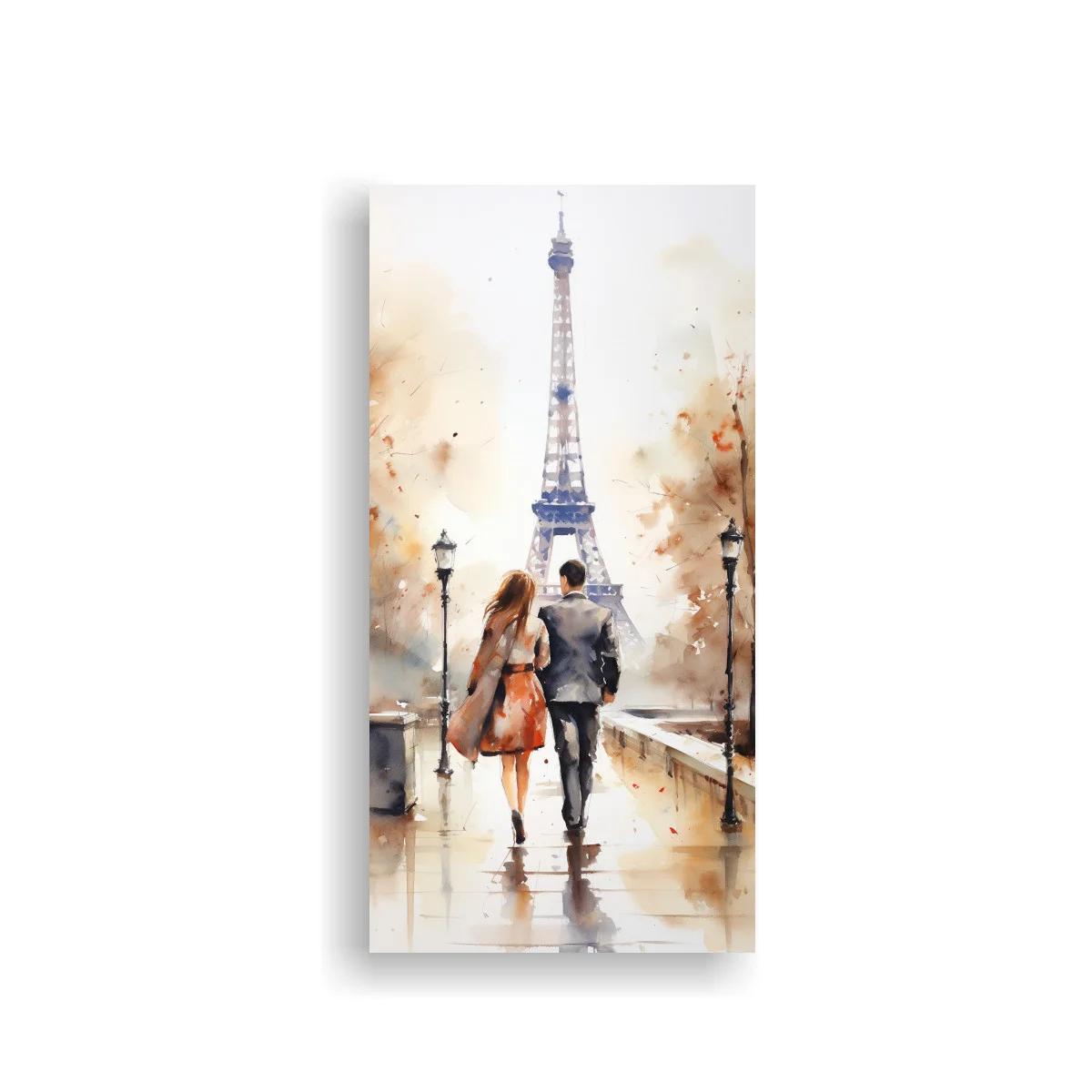 Cuadro pareja de espaldas hacia la Torre Eiffel — imagen principal
