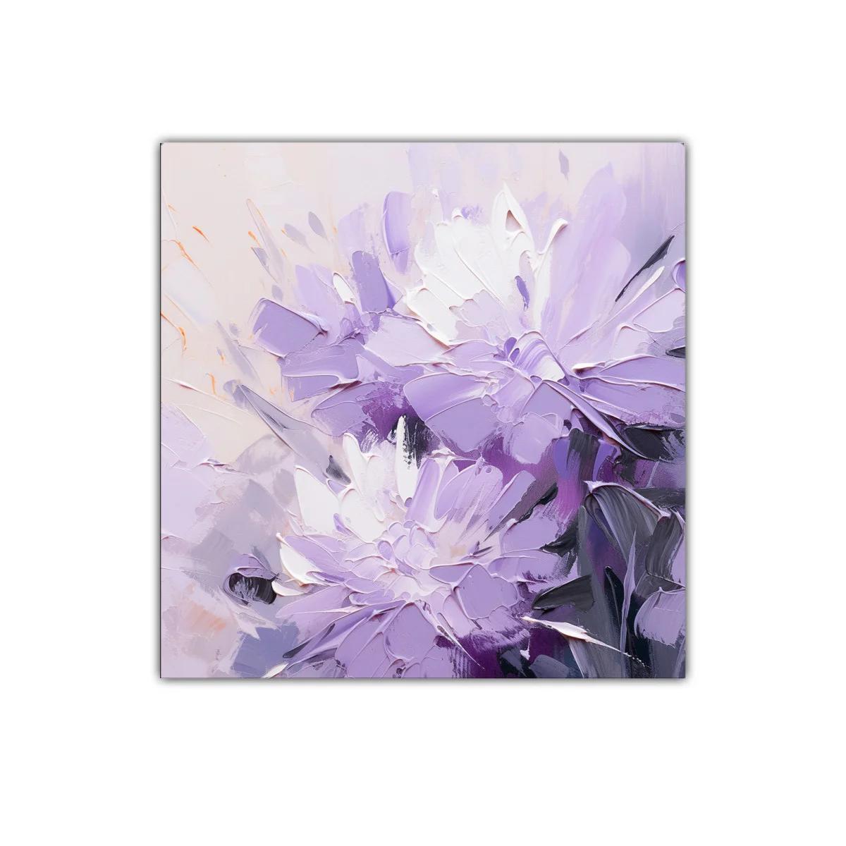 Cuadro flores lilas con toques de blanco y gris elegante — imagen principal