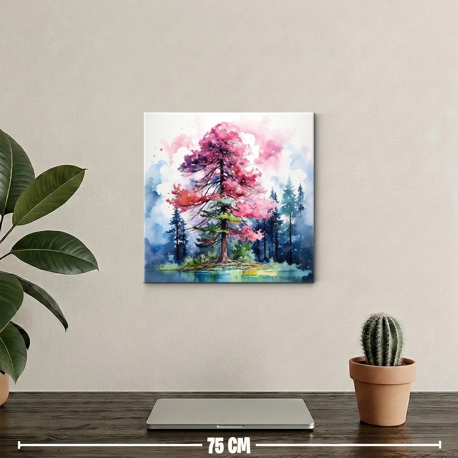 Árbol vibrante con tonos rosados y fondo azul intenso — miniatura 2