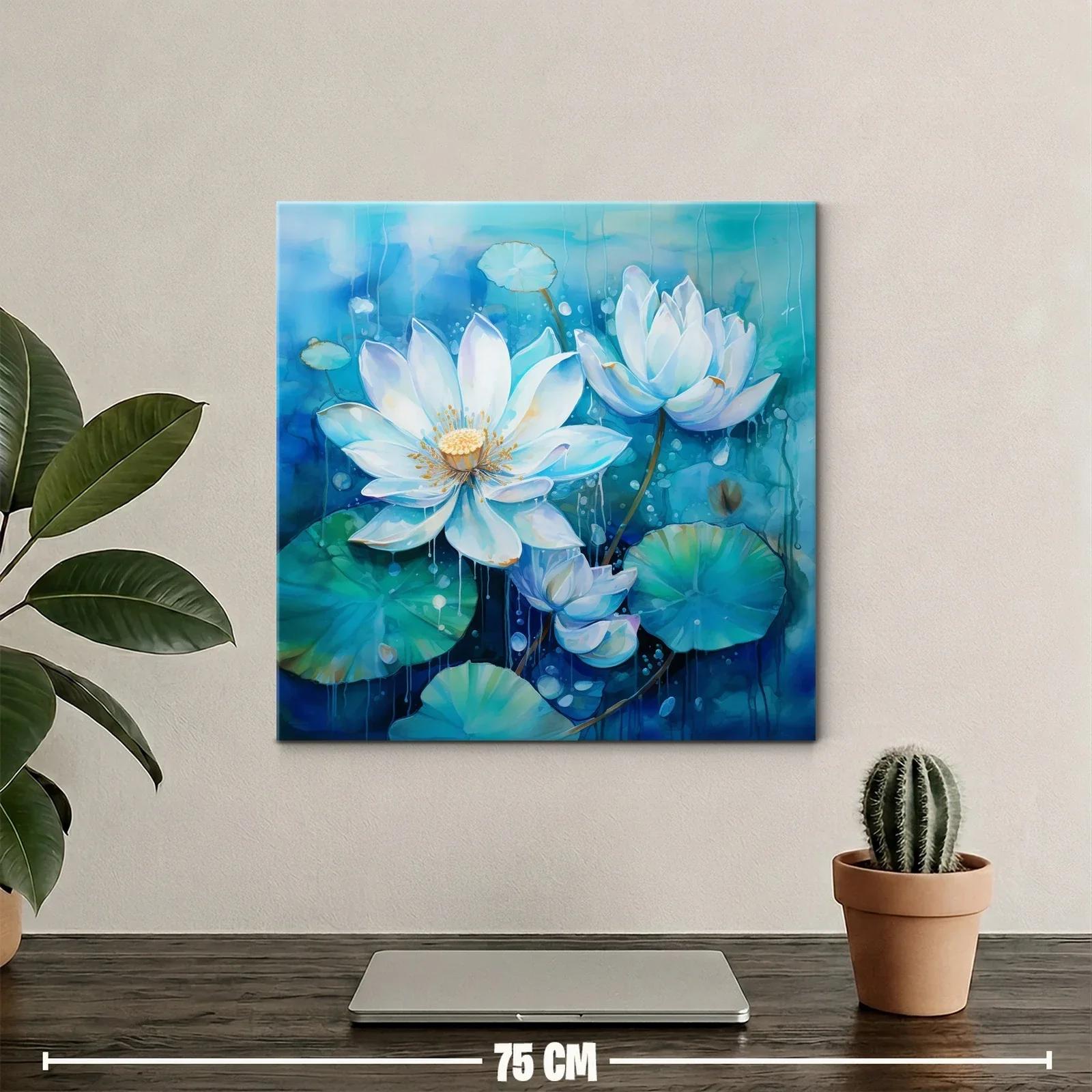 Elegancia de flores blancas sobre fondo azul profundo — miniatura 2