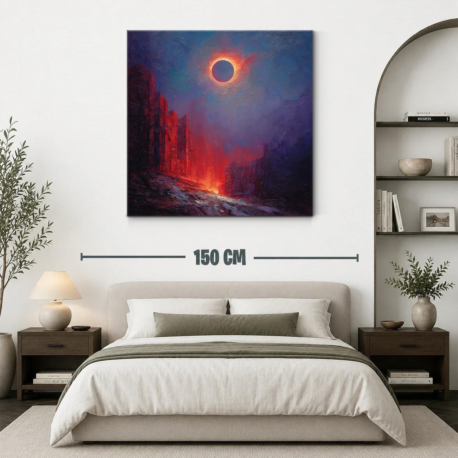Eclipse solar sobre paisaje urbano en llamas — miniatura 3