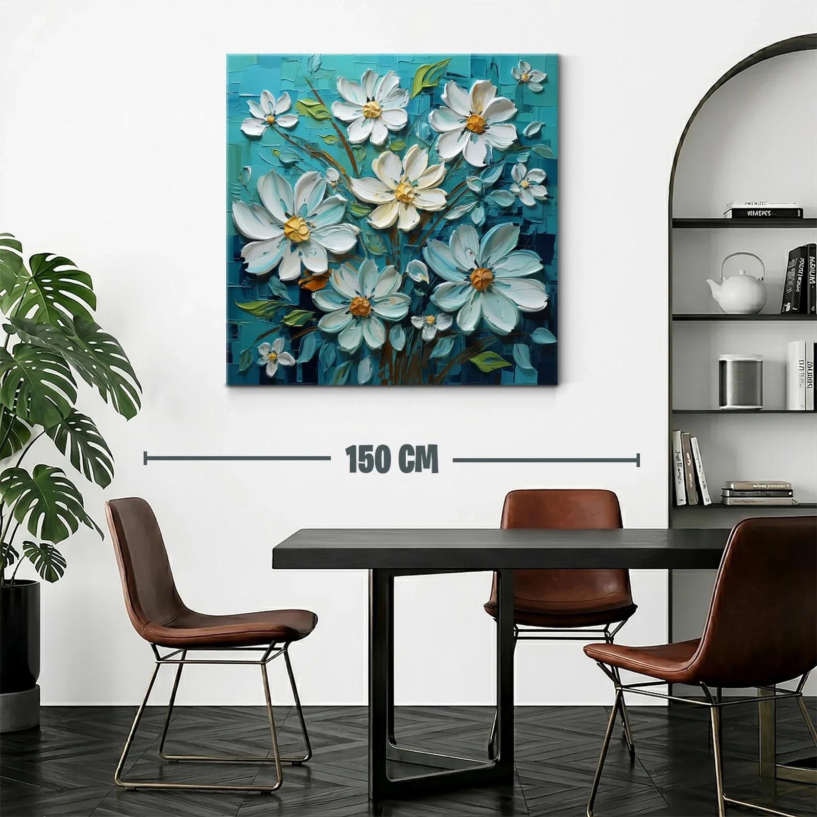 Flores blancas con fondo turquesa de gran textura — miniatura 2
