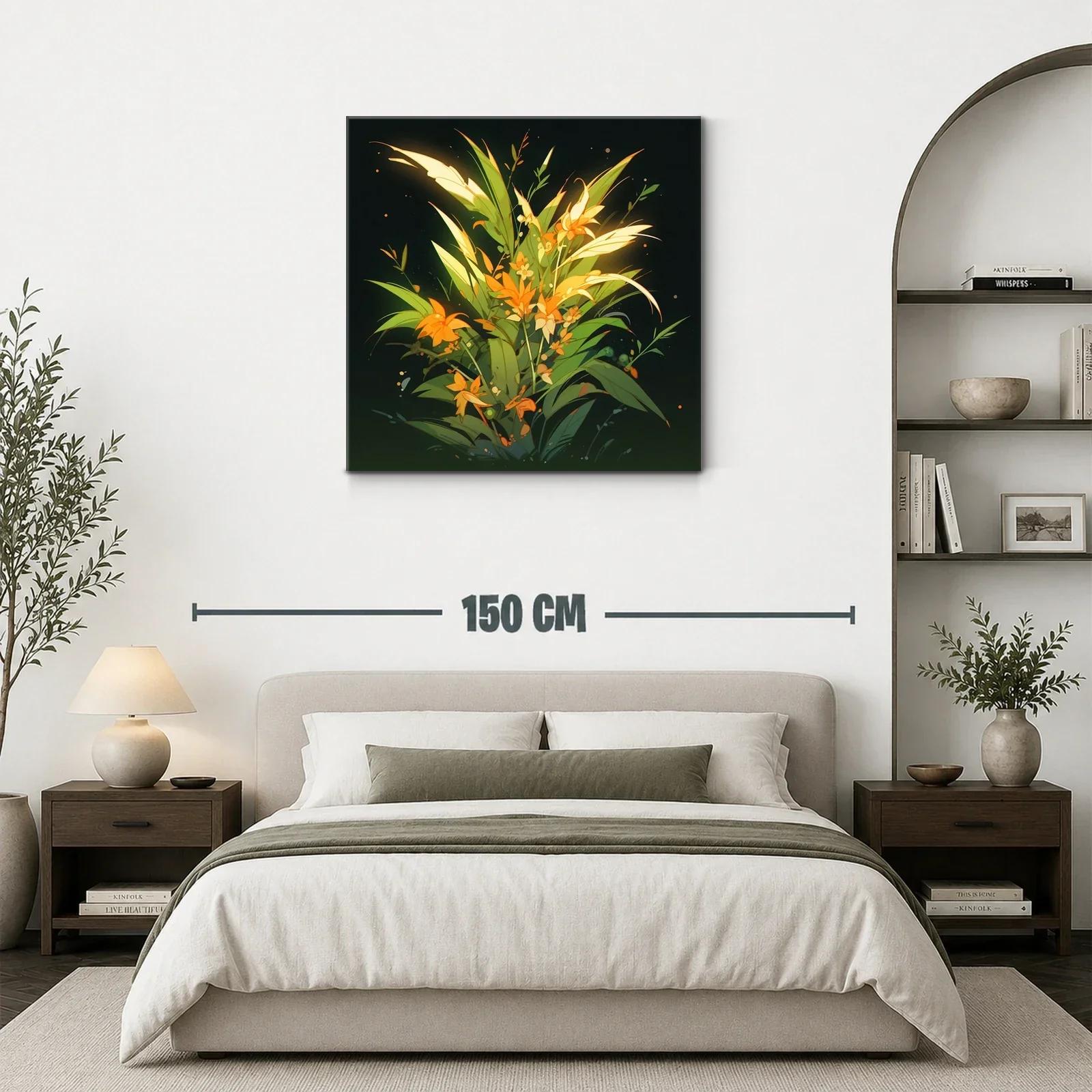 Composición floral vibrante con tonos verdes y naranjas — miniatura 3