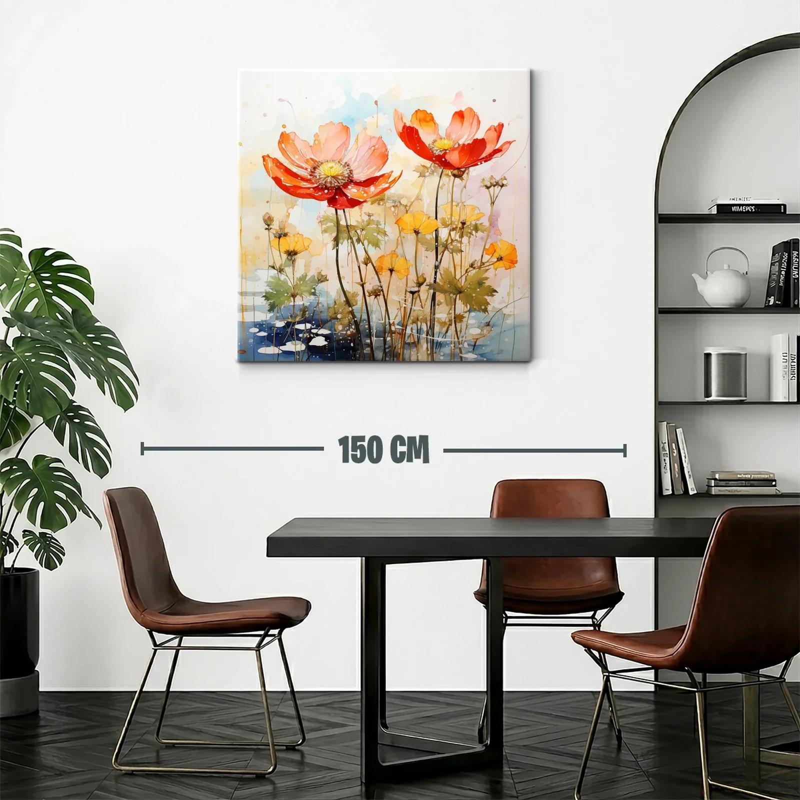 Flores vibrantes en tonos cálidos y suaves acuarelas — miniatura 2