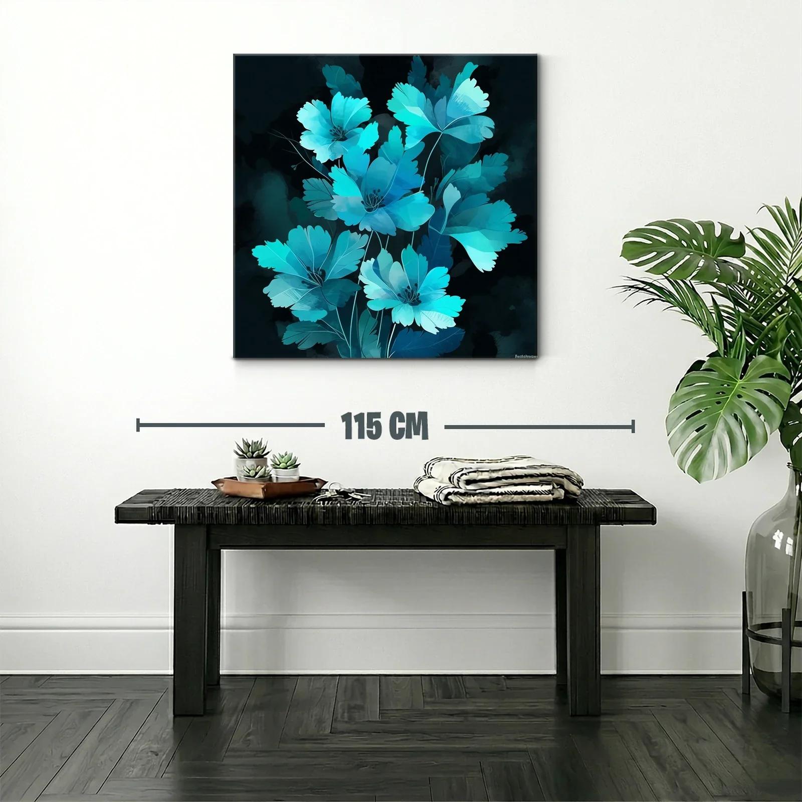 Flores en tonos azules vibrantes con fondo oscuro — miniatura 2