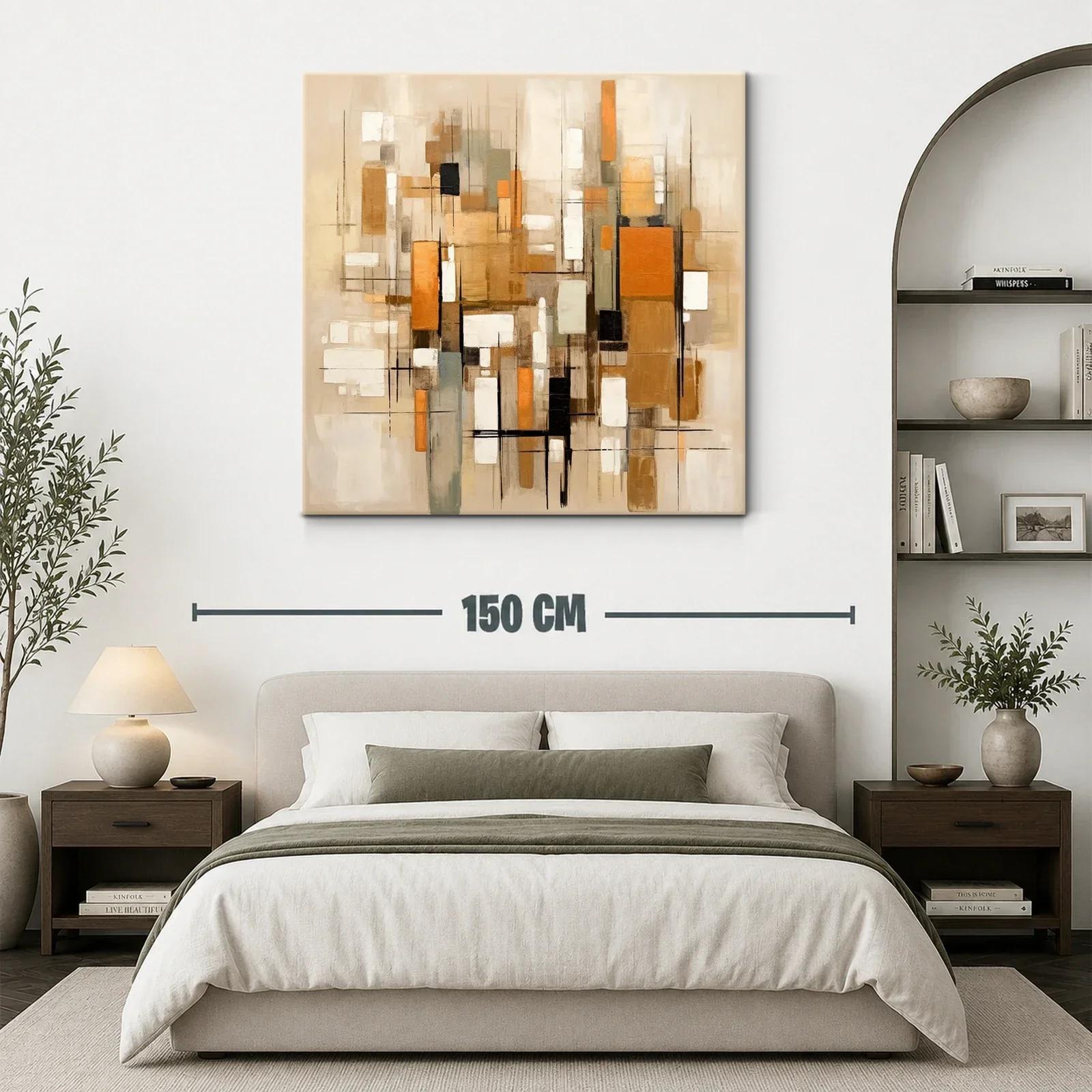 Cuadro abstracto con formas geométricas y tonos cálidos — miniatura 3