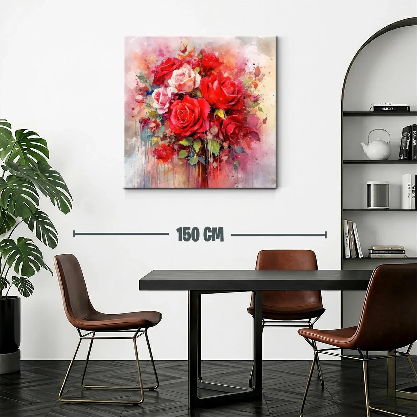 Ramo de rosas vibrantes con notas acuareladas y delicadas — miniatura 2