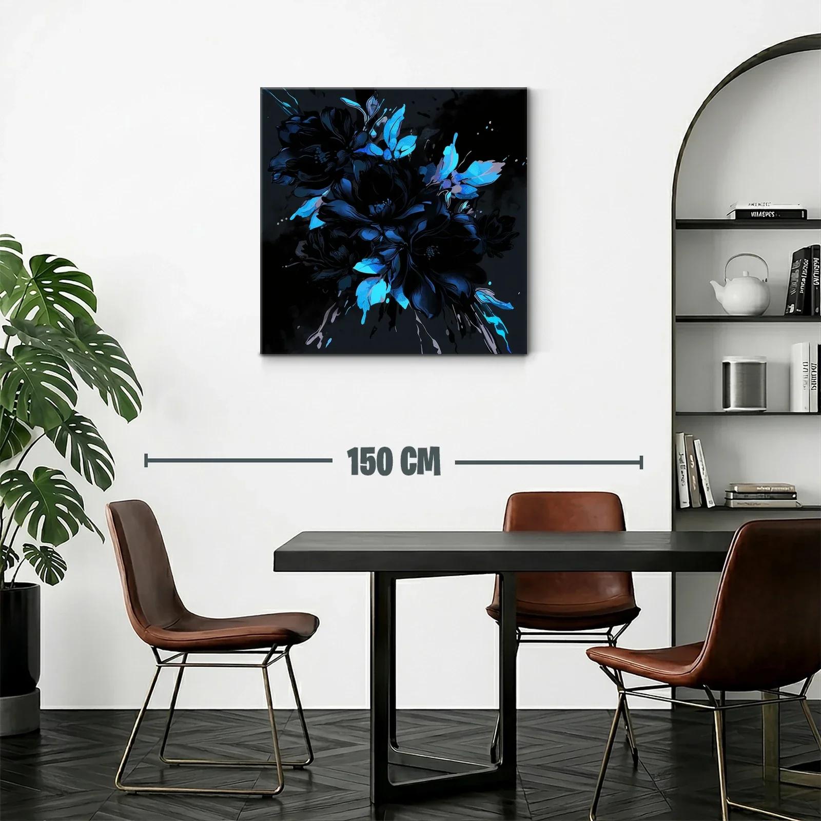 Elegancia floral en tonos oscuros y azules vibrantes — miniatura 2