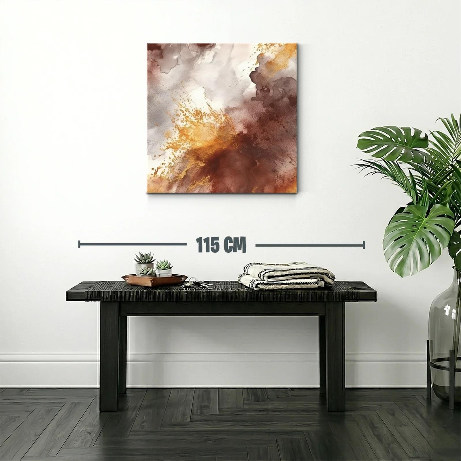 Cuadro abstracto en tonos tierra y dorados cálidos — miniatura 2