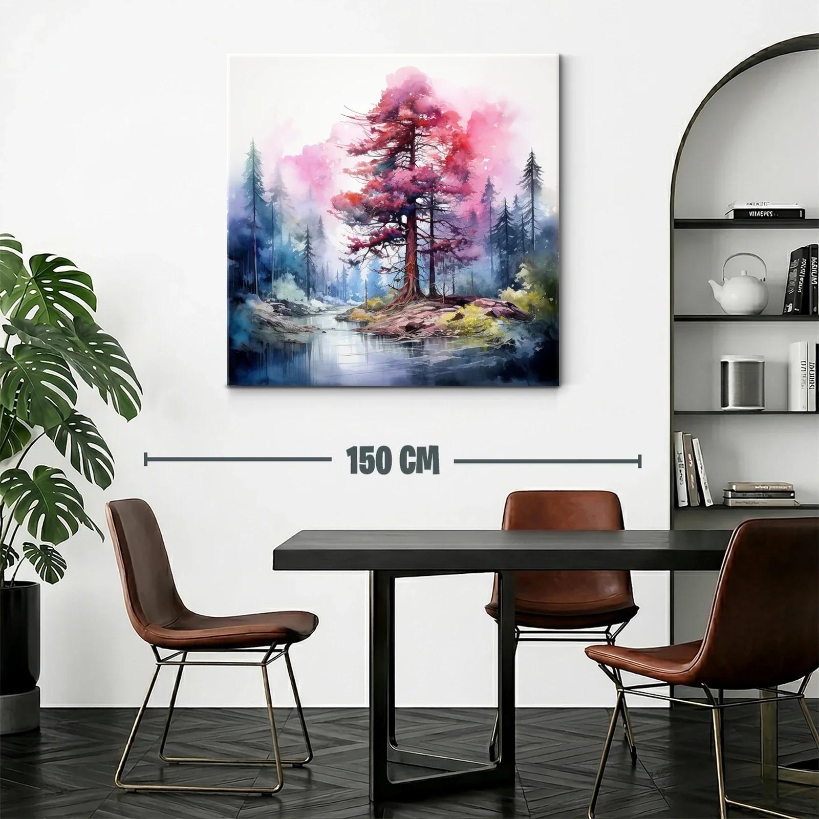 Paisaje onírico con árbol rojizo en isla tranquila — miniatura 2