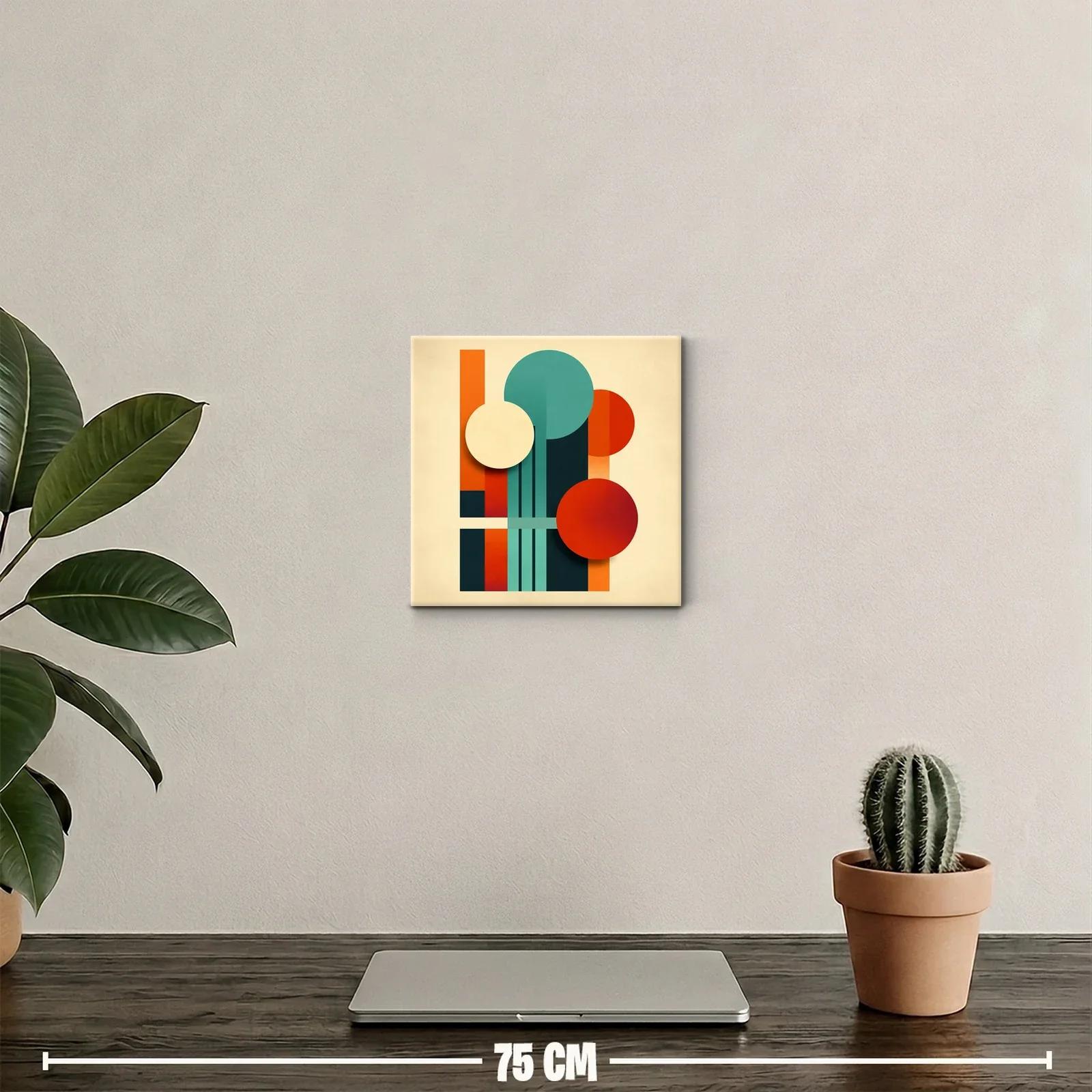 Composición geométrica con círculos y líneas en colores cálidos — miniatura 2