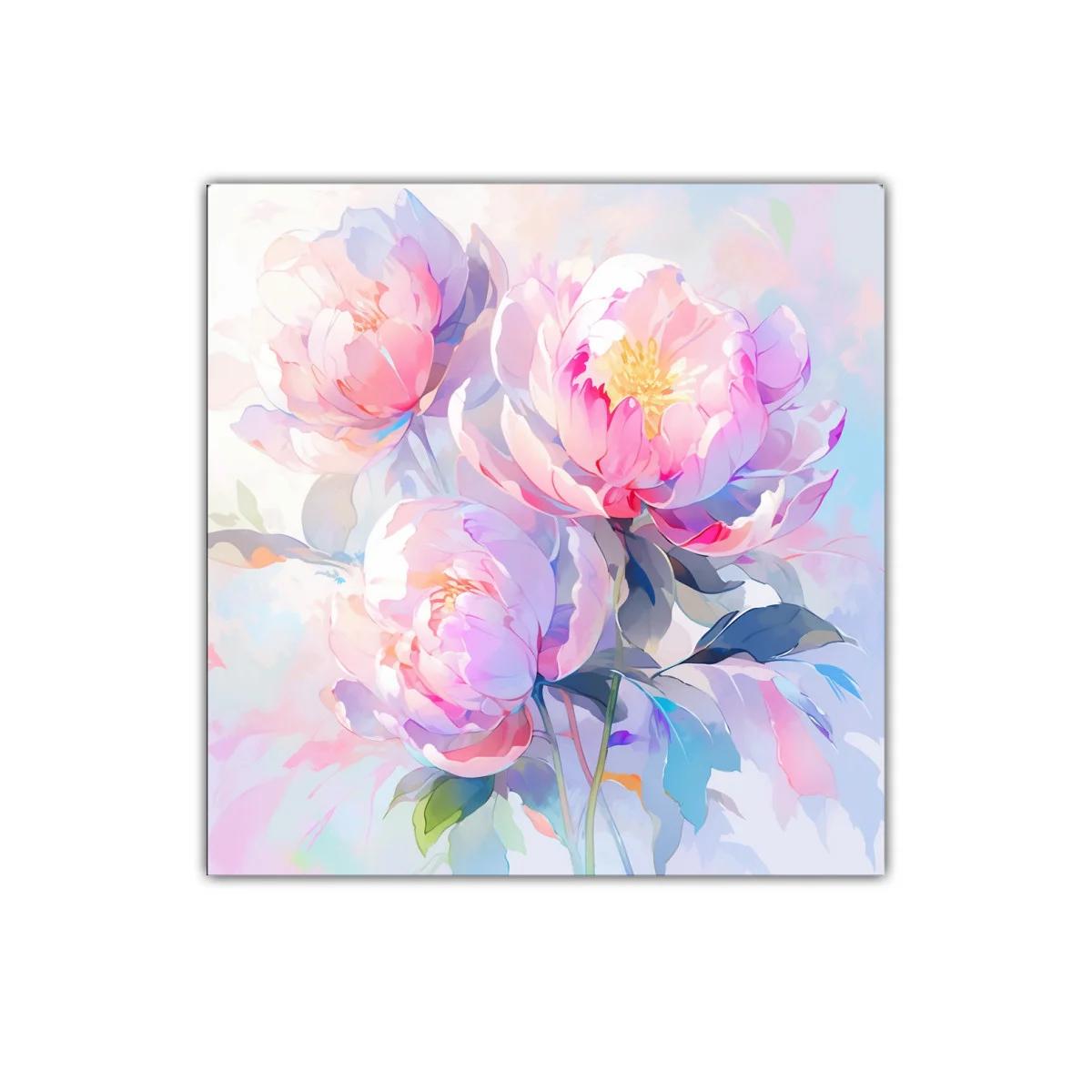 Cuadro floral con peonías en tonos pastel y suaves luces — imagen principal