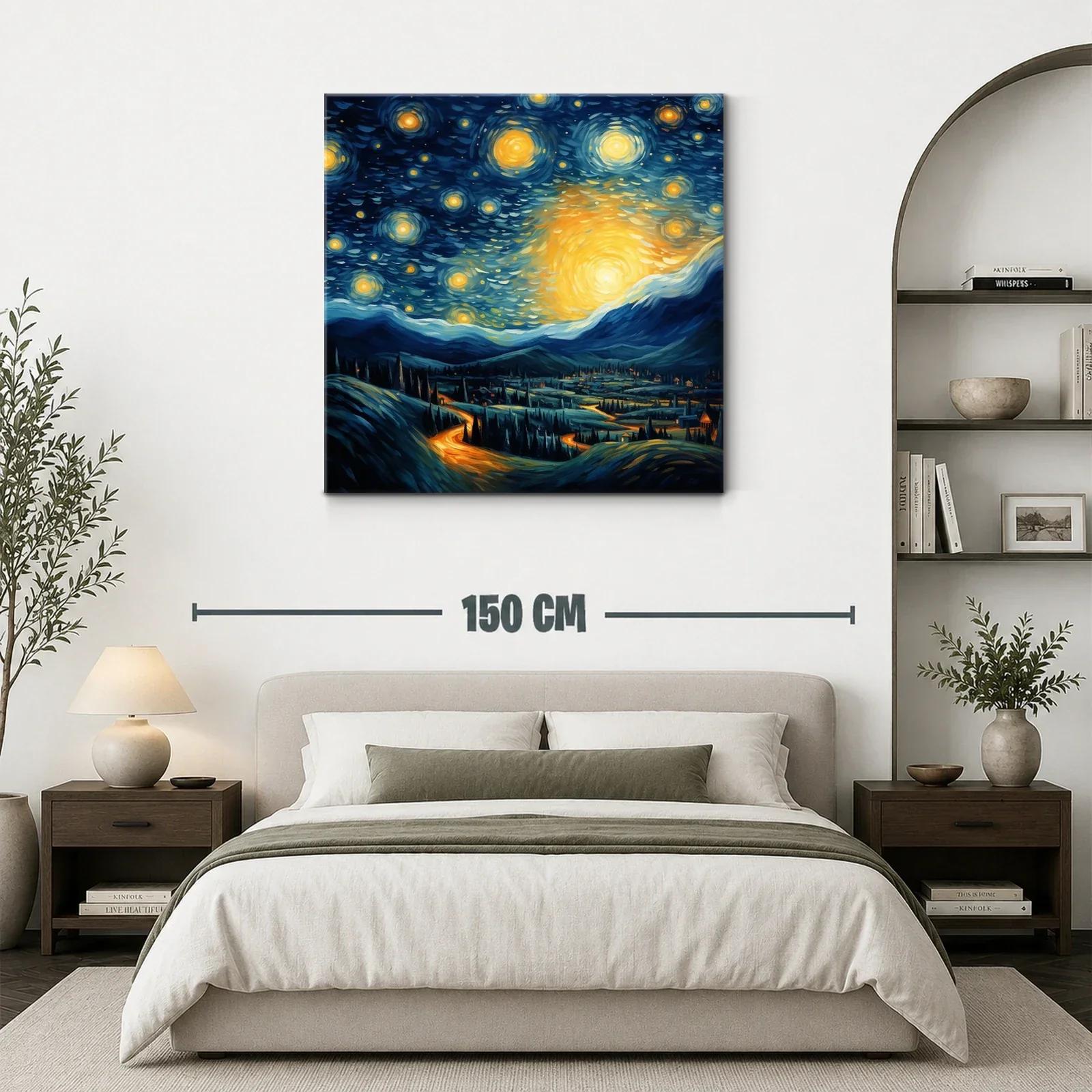 Paisaje nocturno con cielo estrellado vibrante y montañas — miniatura 3